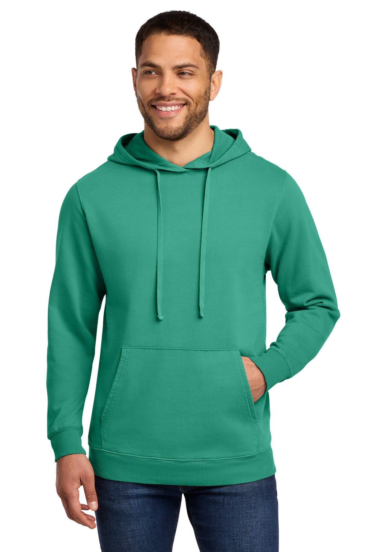 Custom Peacock Beach Wash Garment-Dyed Hoodie PC098H, personalized by SanCanDo Swag in Argyle, TX