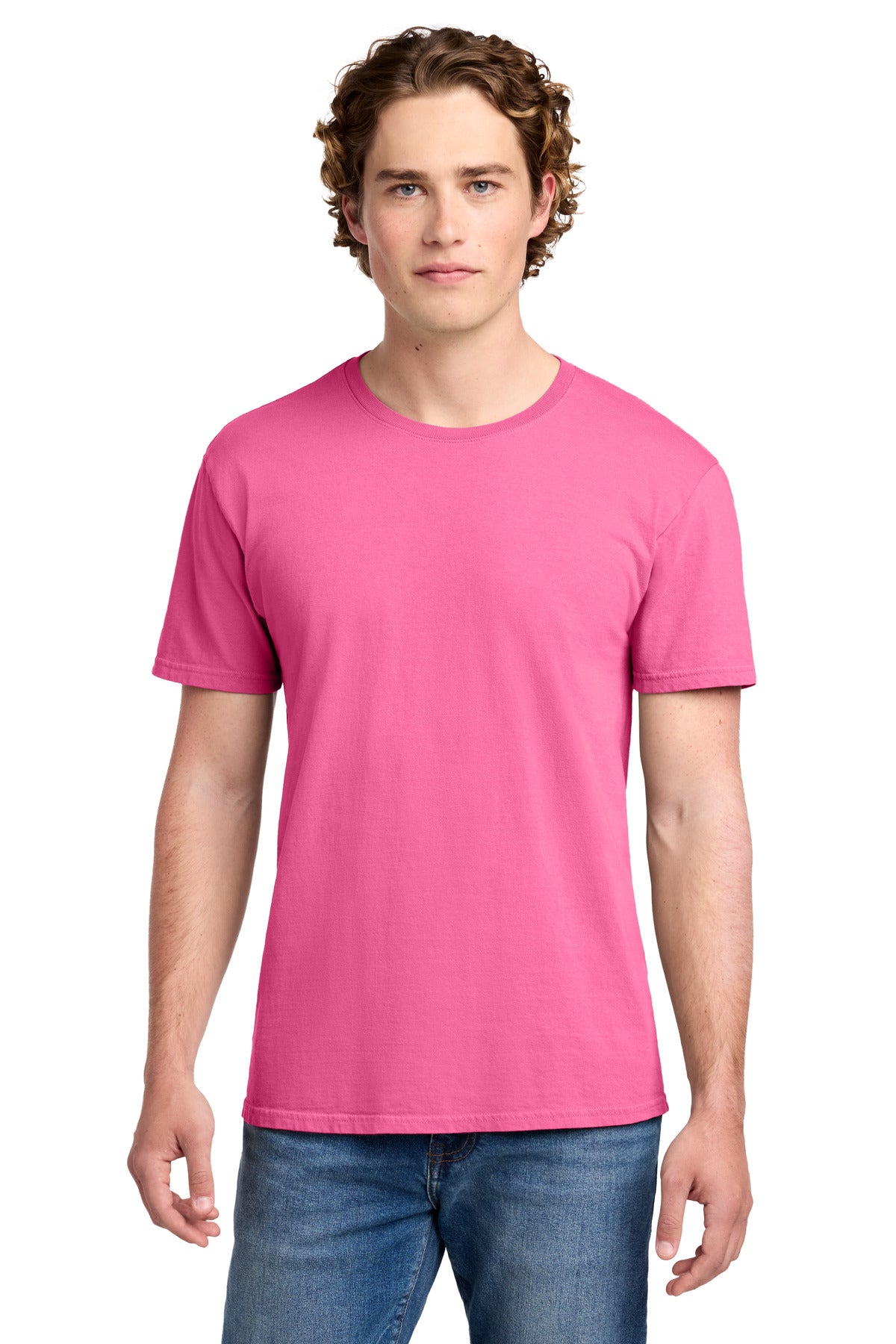 Custom Port & Company Garment-Dyed Tee PC099 in Neon Pink, personalized by SanCanDo Swag in Argyle, TX