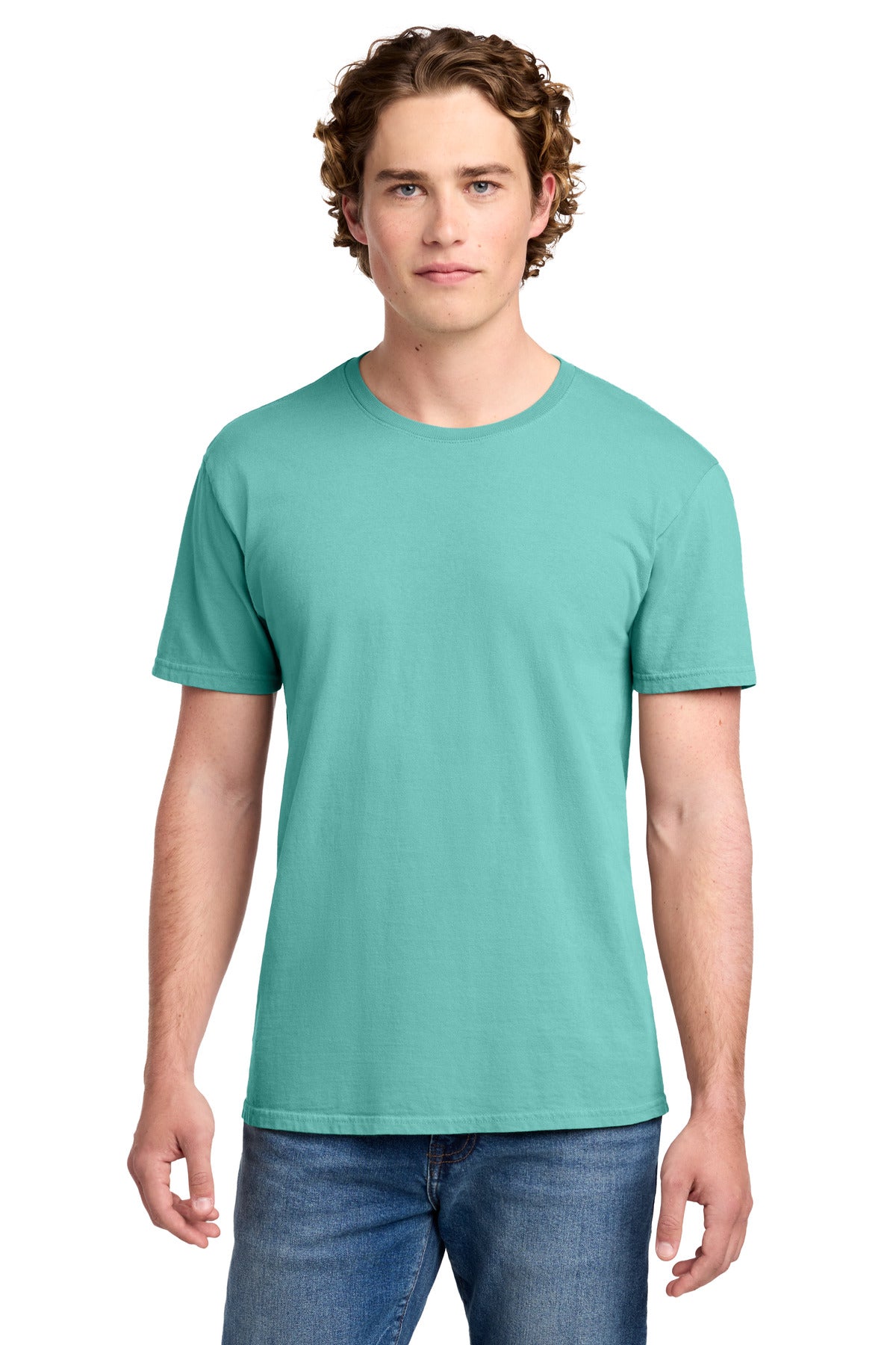 Custom Port & Company Garment-Dyed Tee PC099 in Cool Mint, personalized by SanCanDo Swag in Argyle, TX