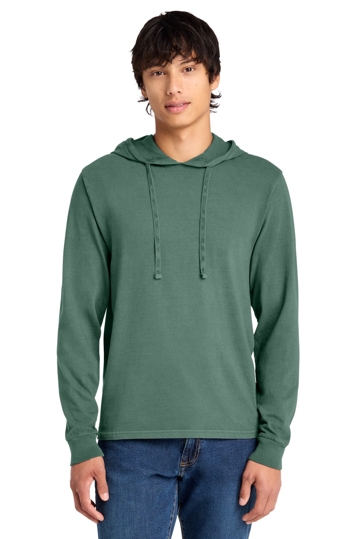 Custom Port & Company Beach Wash Garment-Dyed Jersey Hoodie PC099H in Nordic Green, personalized by SanCanDo Swag in Argyle, TX