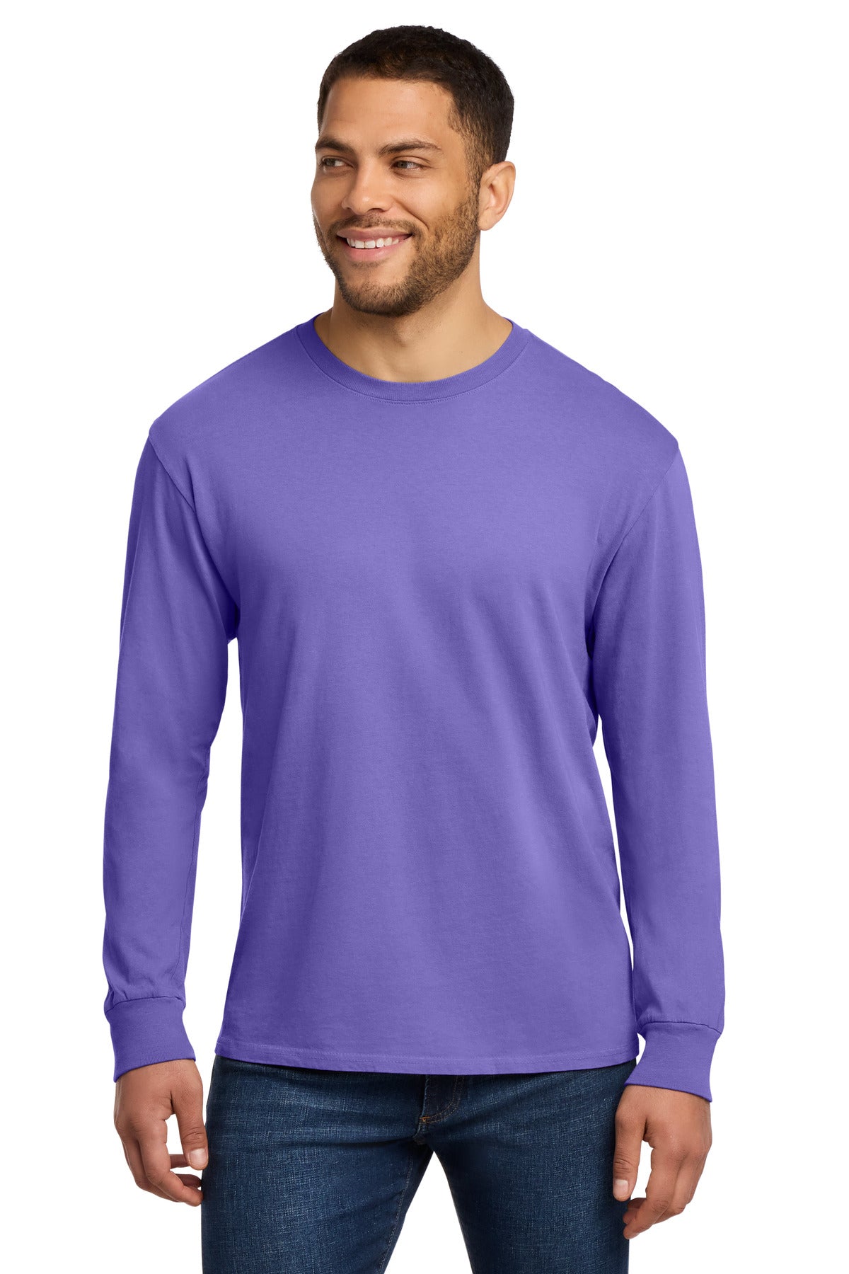 Custom Port & Company Long Sleeve Tee PC099LS in Amethyst, personalized by SanCanDo Swag in Argyle, TX