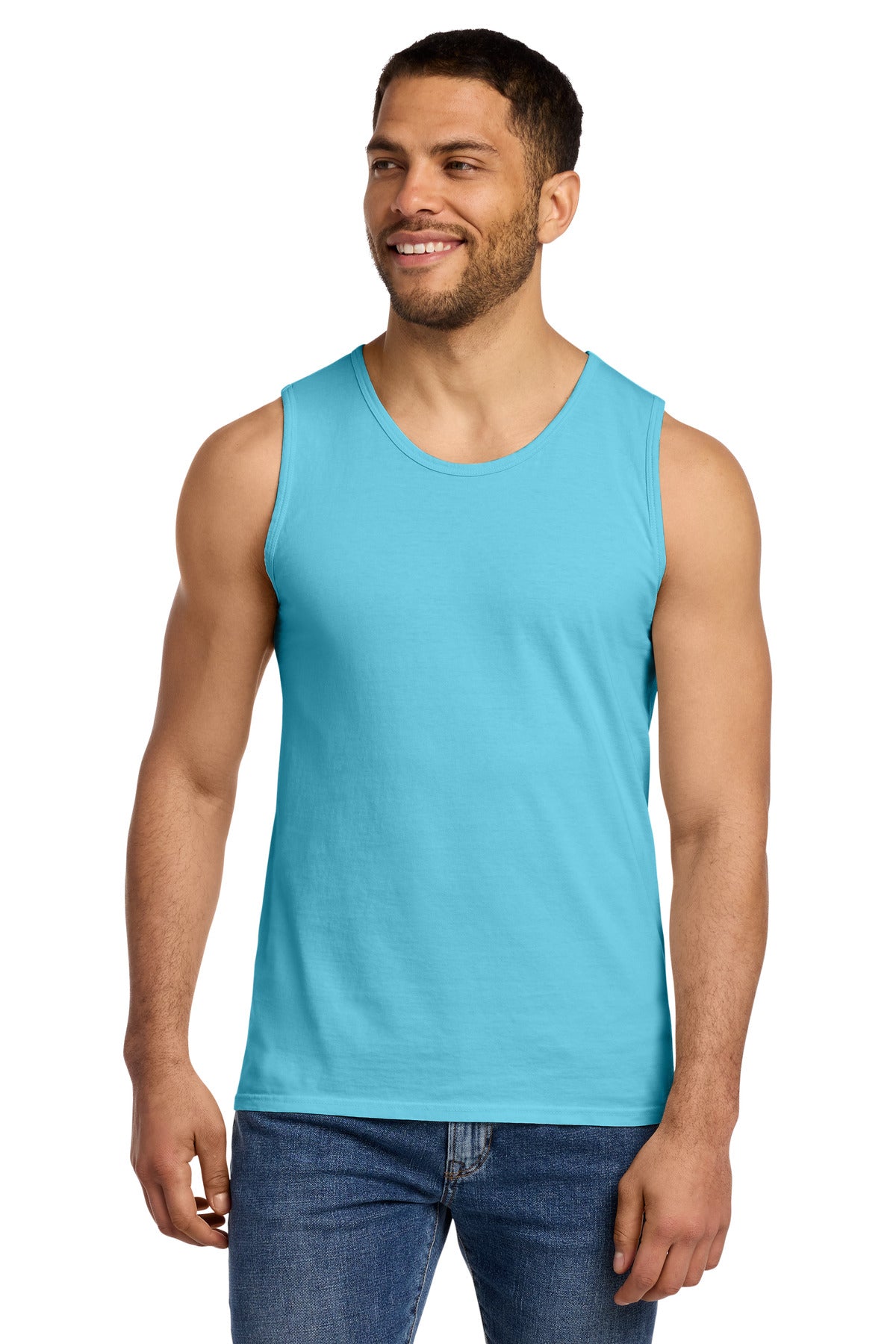 Custom Port & Company Beach Wash Garment-Dyed Tank PC099TT in Tidal Wave, personalized by SanCanDo Swag in Argyle, TX