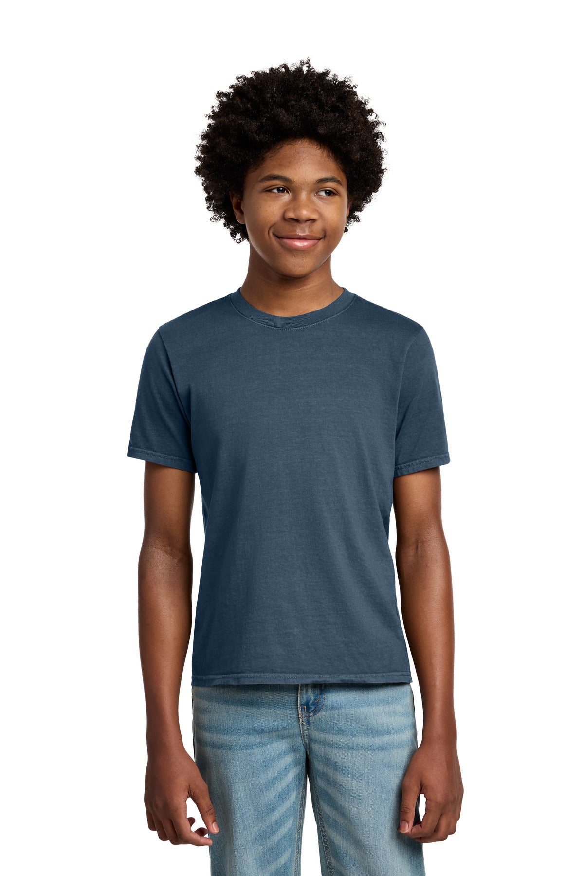 Custom Denim Blue Youth Beach Wash Garment-Dyed Tee PC099Y, personalized by SanCanDo Swag in Argyle, TX