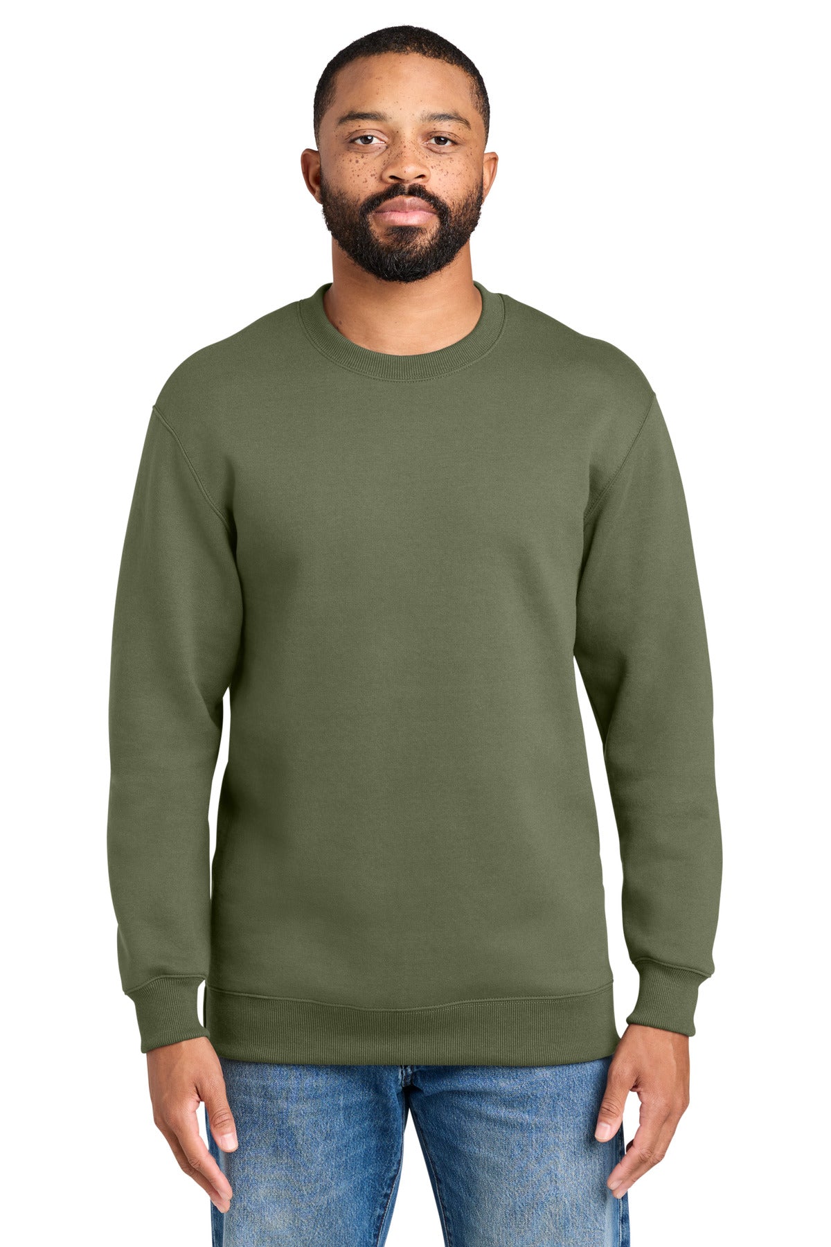 Custom Olive Drab Green Foundation Fleece Pullover Crewneck PC107, personalized by SanCanDo Swag in Argyle, TX