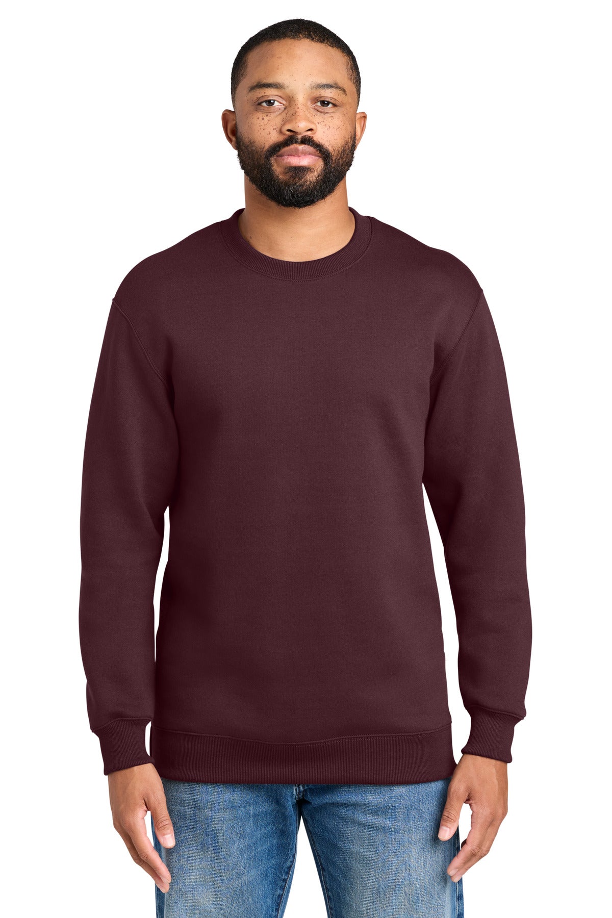 Custom Athletic Maroon Foundation Fleece Pullover Crewneck PC107, personalized by SanCanDo Swag in Argyle, TX