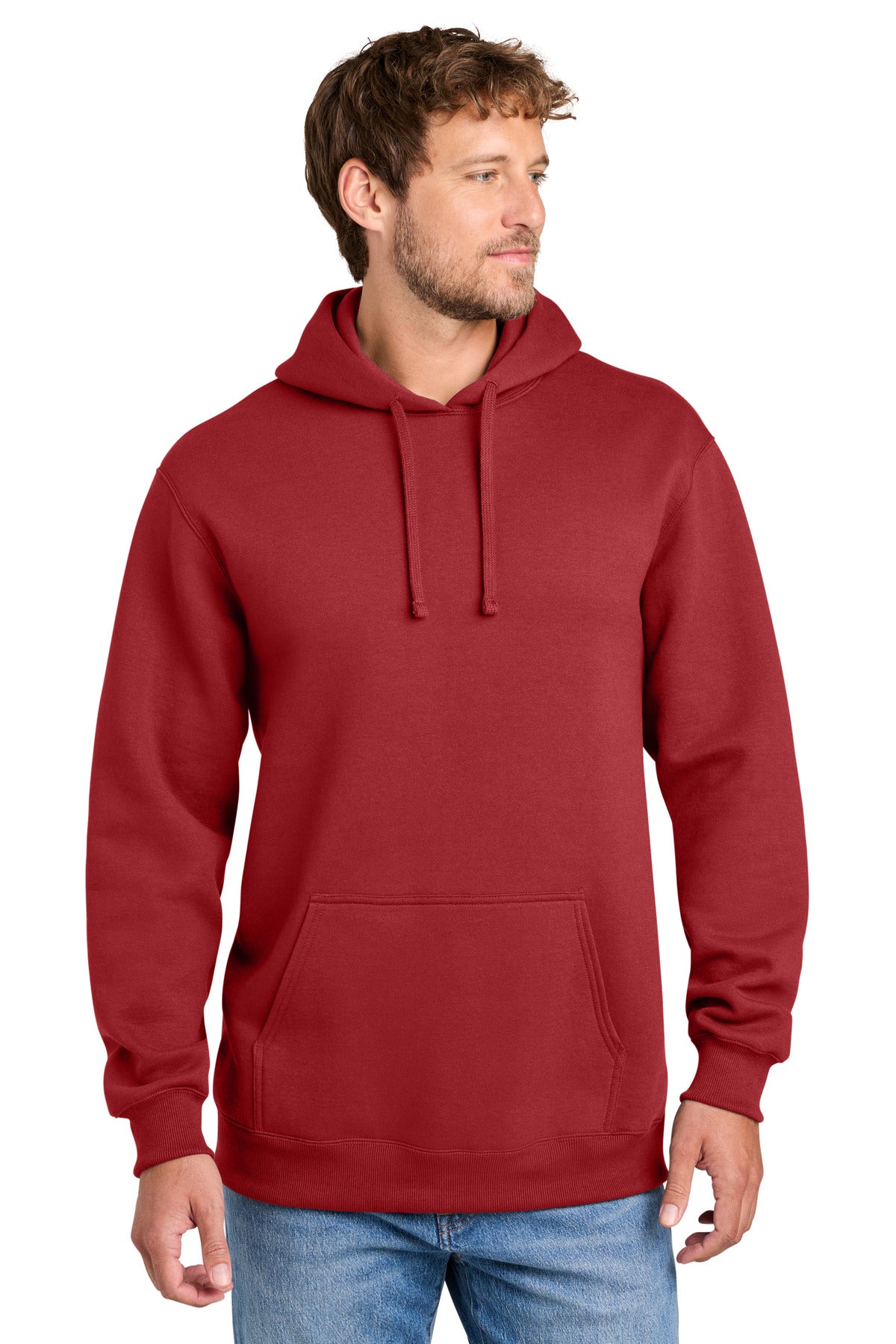 Custom Rich Red Foundation Fleece Hoodie PC107H, personalized by SanCanDo Swag in Argyle, TX