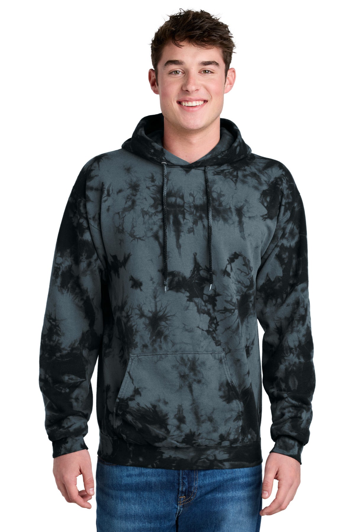 Custom Black Crystal Tie-Dye Pullover Hoodie PC144, personalized by SanCanDo Swag in Argyle, TX