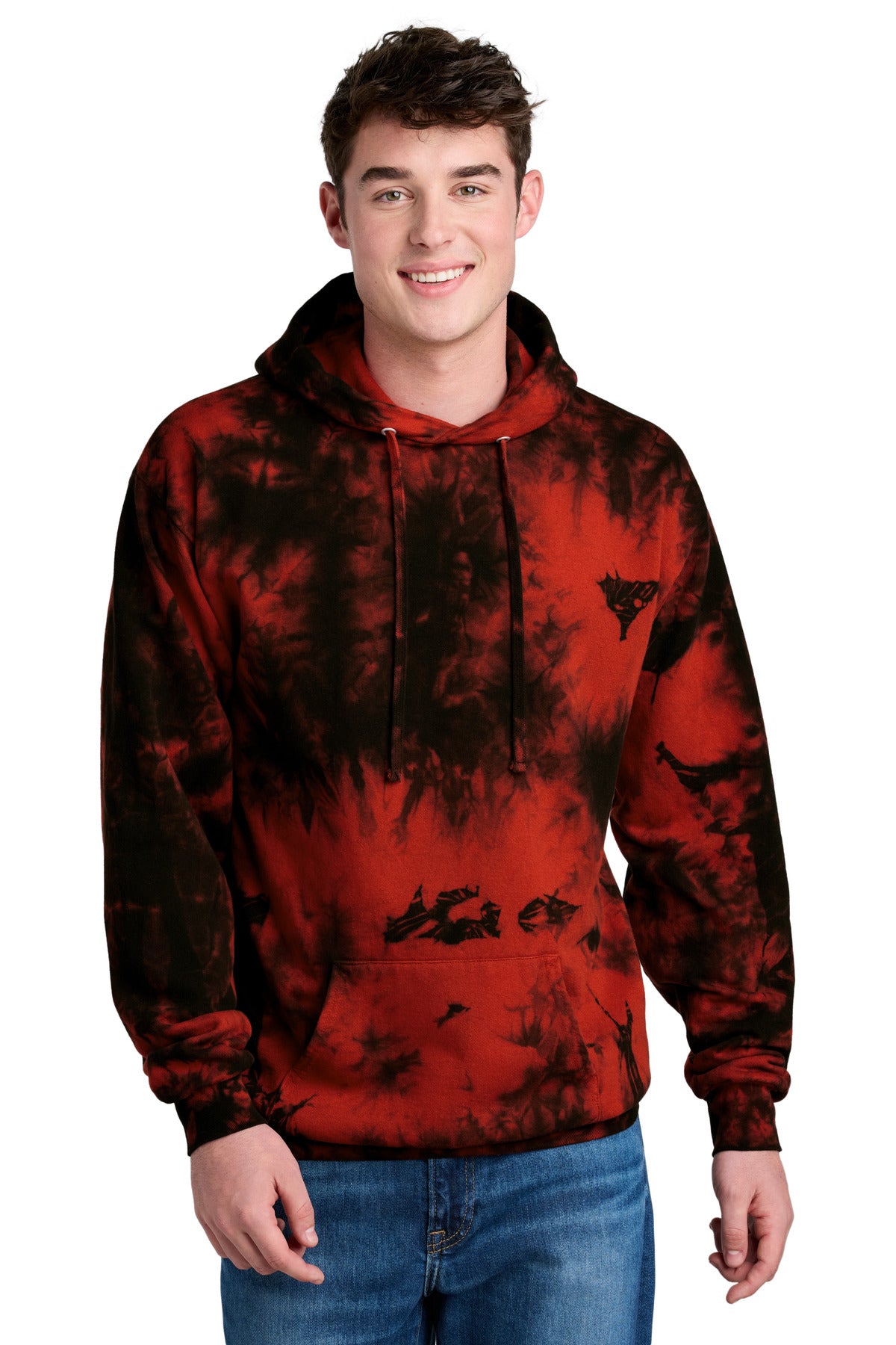 Custom Black/ Red Crystal Tie-Dye Pullover Hoodie PC144, personalized by SanCanDo Swag in Argyle, TX