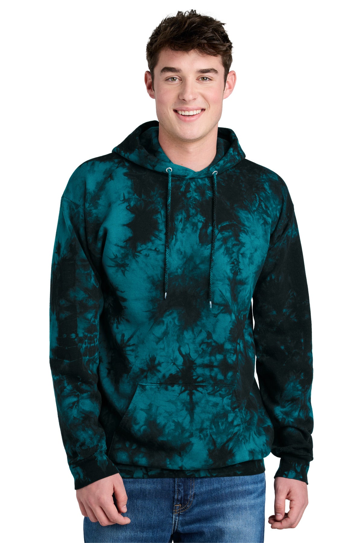 Custom Black/ Teal Crystal Tie-Dye Pullover Hoodie PC144, personalized by SanCanDo Swag in Argyle, TX