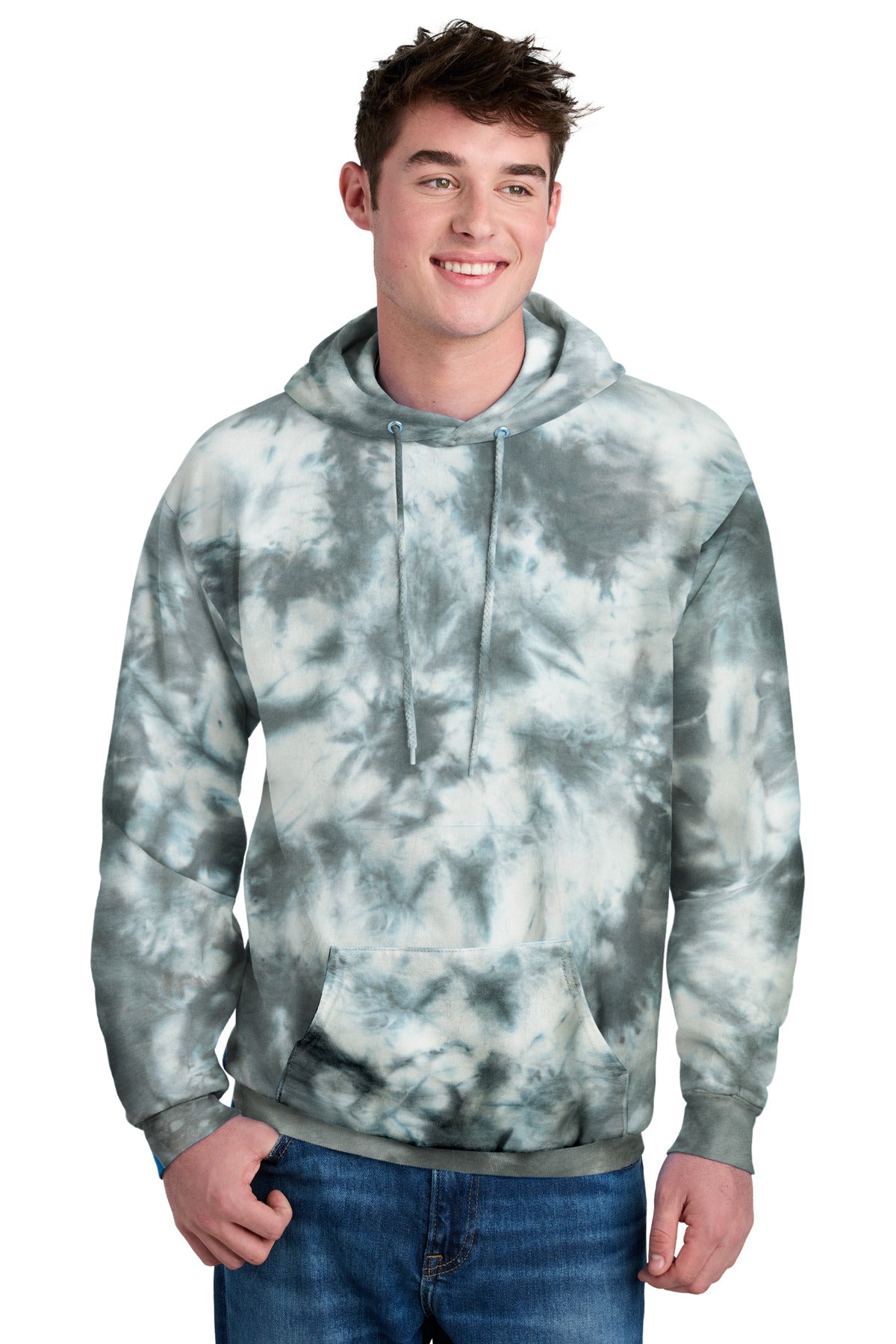Custom Grey Crystal Tie-Dye Pullover Hoodie PC144, personalized by SanCanDo Swag in Argyle, TX