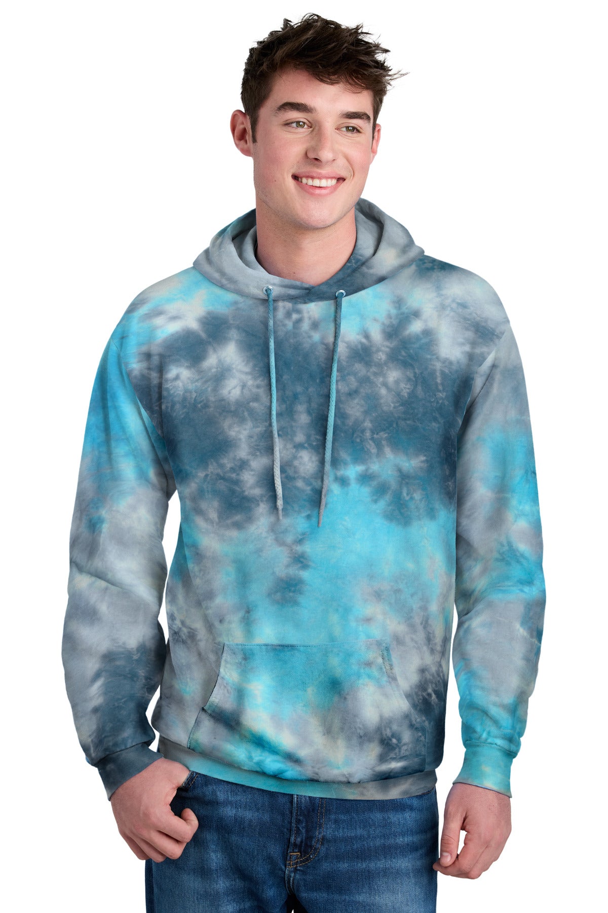 Custom Lagoon Colorburst Crystal Tie-Dye Pullover Hoodie PC144, personalized by SanCanDo Swag in Argyle, TX