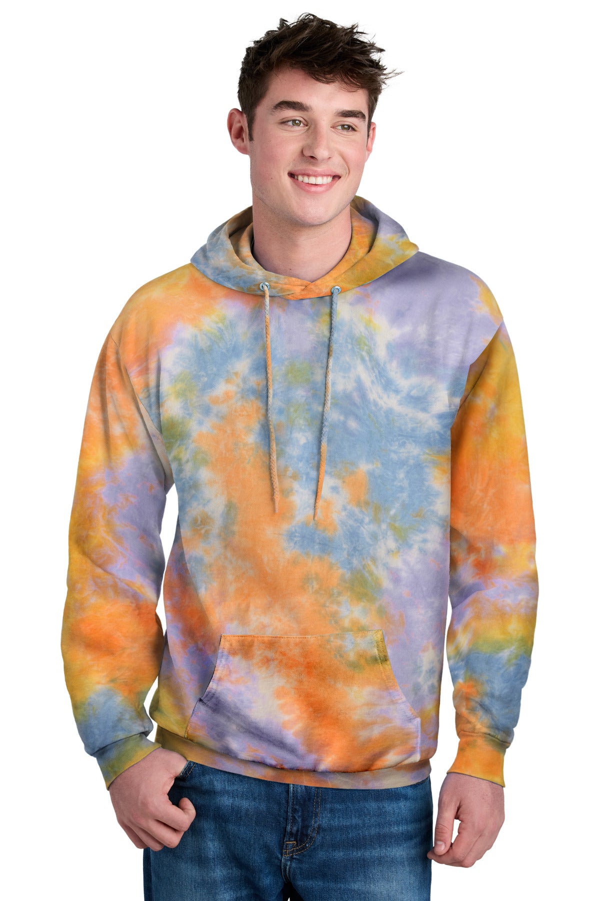 Custom Sherbet Colorburst Crystal Tie-Dye Pullover Hoodie PC144, personalized by SanCanDo Swag in Argyle, TX