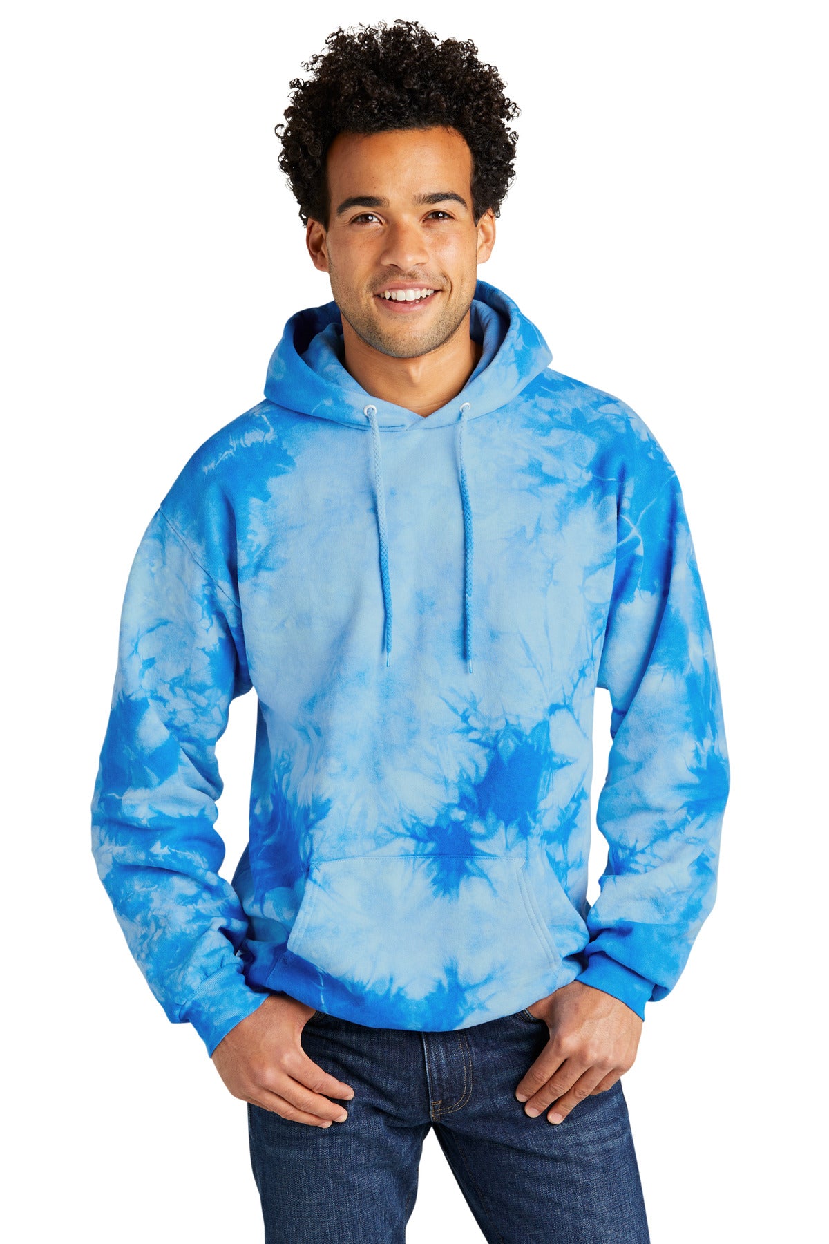 Custom Sky Blue Crystal Tie-Dye Pullover Hoodie PC144, personalized by SanCanDo Swag in Argyle, TX