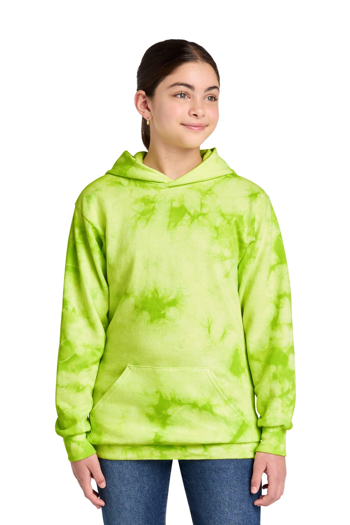 Custom Lemon Lime Youth Crystal Tie-Dye Pullover Hoodie PC144Y, personalized by SanCanDo Swag in Argyle, TX