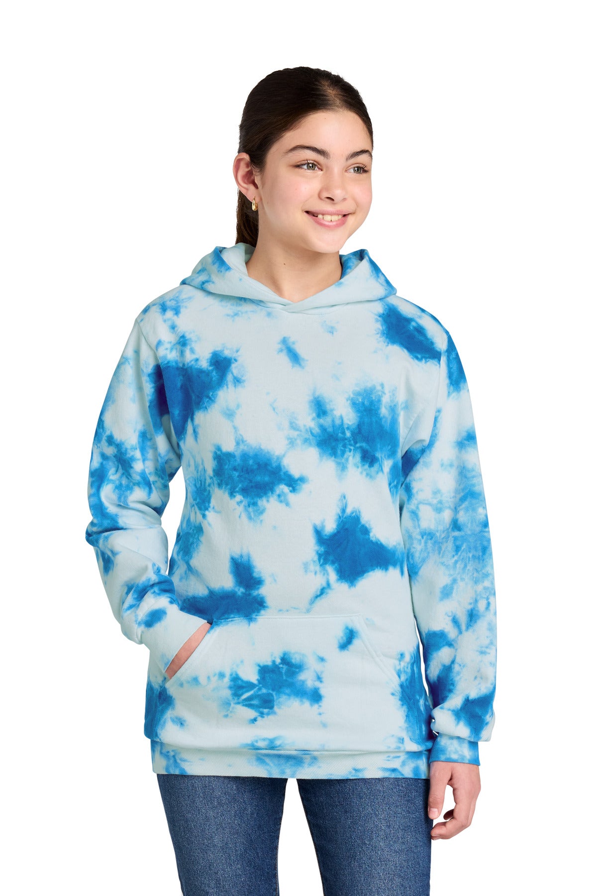 Custom True Royal Youth Crystal Tie-Dye Pullover Hoodie PC144Y, personalized by SanCanDo Swag in Argyle, TX