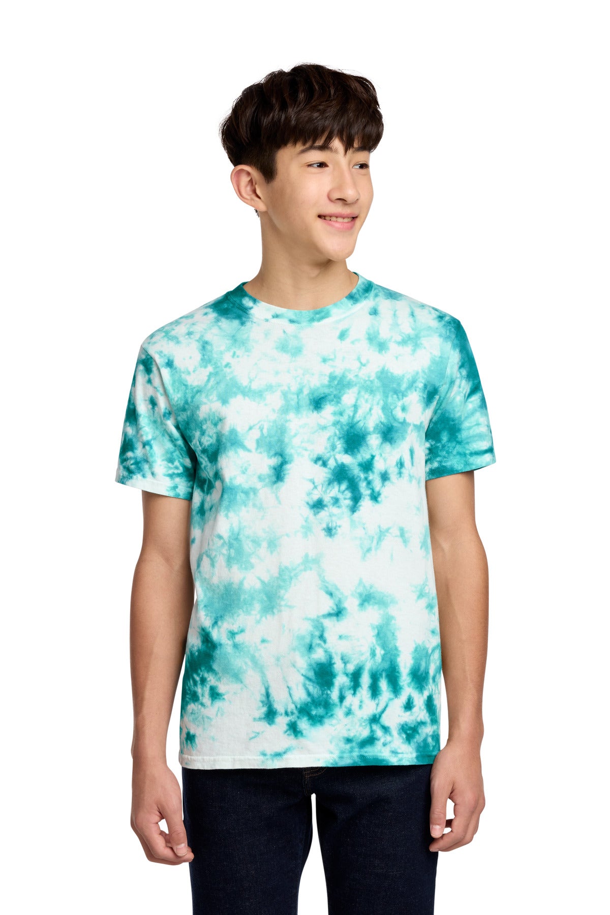 Custom Teal Youth Crystal Tie-Dye Tee PC145Y, personalized by SanCanDo Swag in Argyle, TX