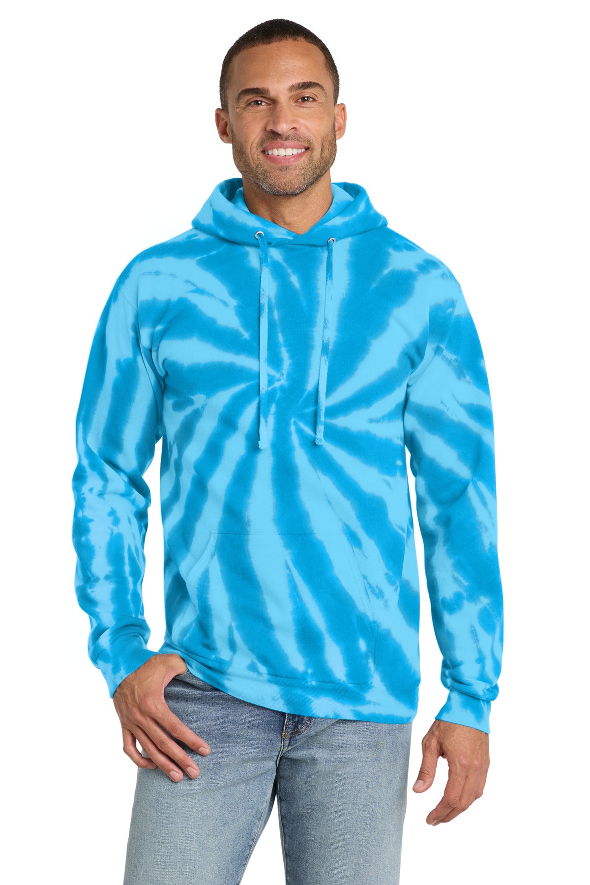 Custom Turquoise Tie-Dye Hoodie PC146, personalized by SanCanDo Swag in Argyle, TX