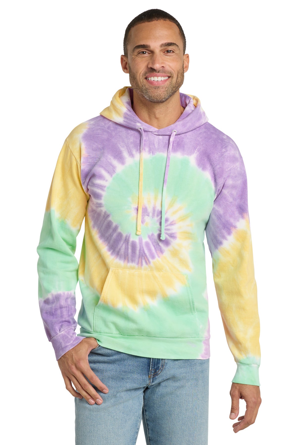 Custom Mint Rainbow Tie-Dye Hoodie PC146, personalized by SanCanDo Swag in Argyle, TX