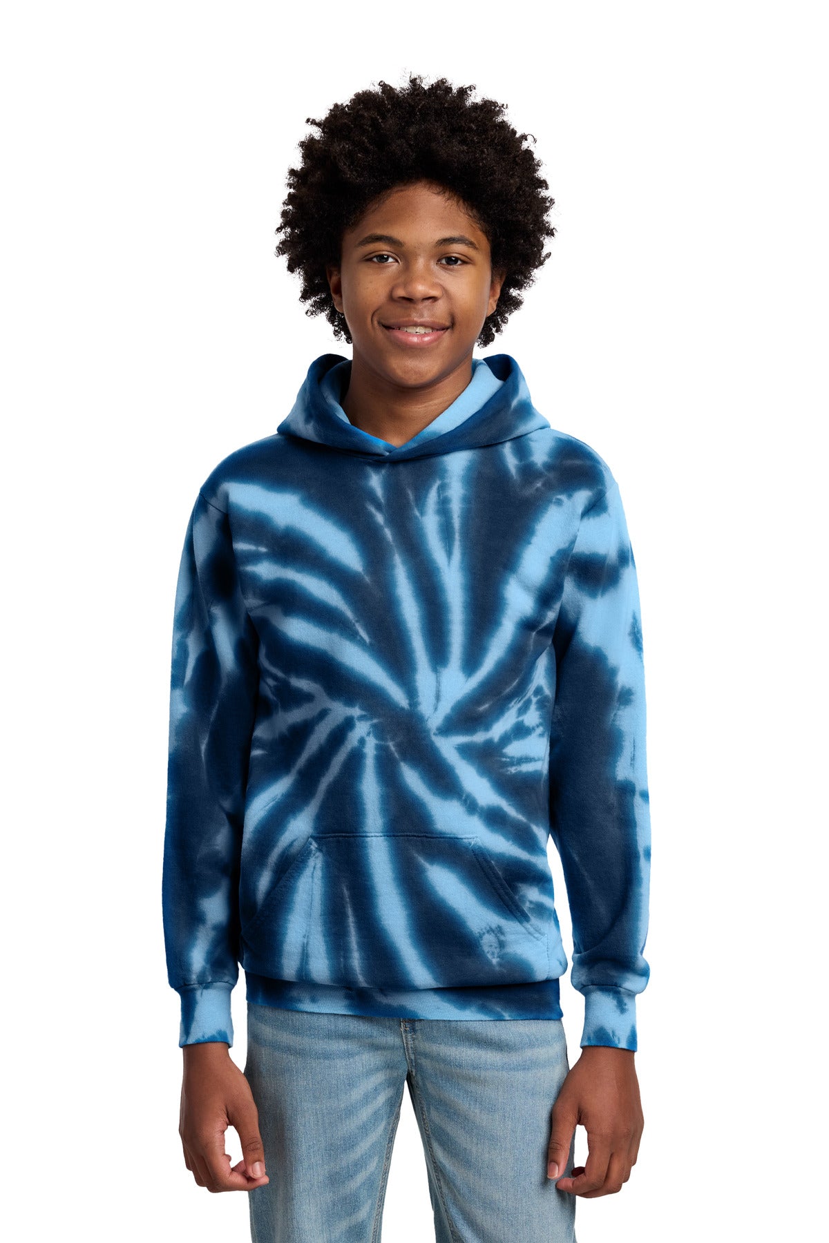 Custom Navy Youth Tie-Dye Hoodie PC146Y, personalized by SanCanDo Swag in Argyle, TX