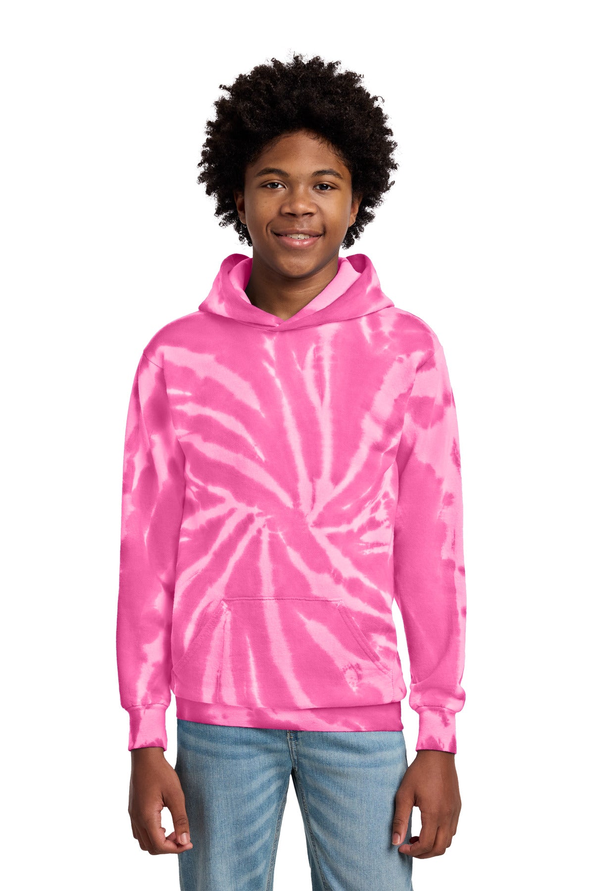 Custom Pink Youth Tie-Dye Hoodie PC146Y, personalized by SanCanDo Swag in Argyle, TX