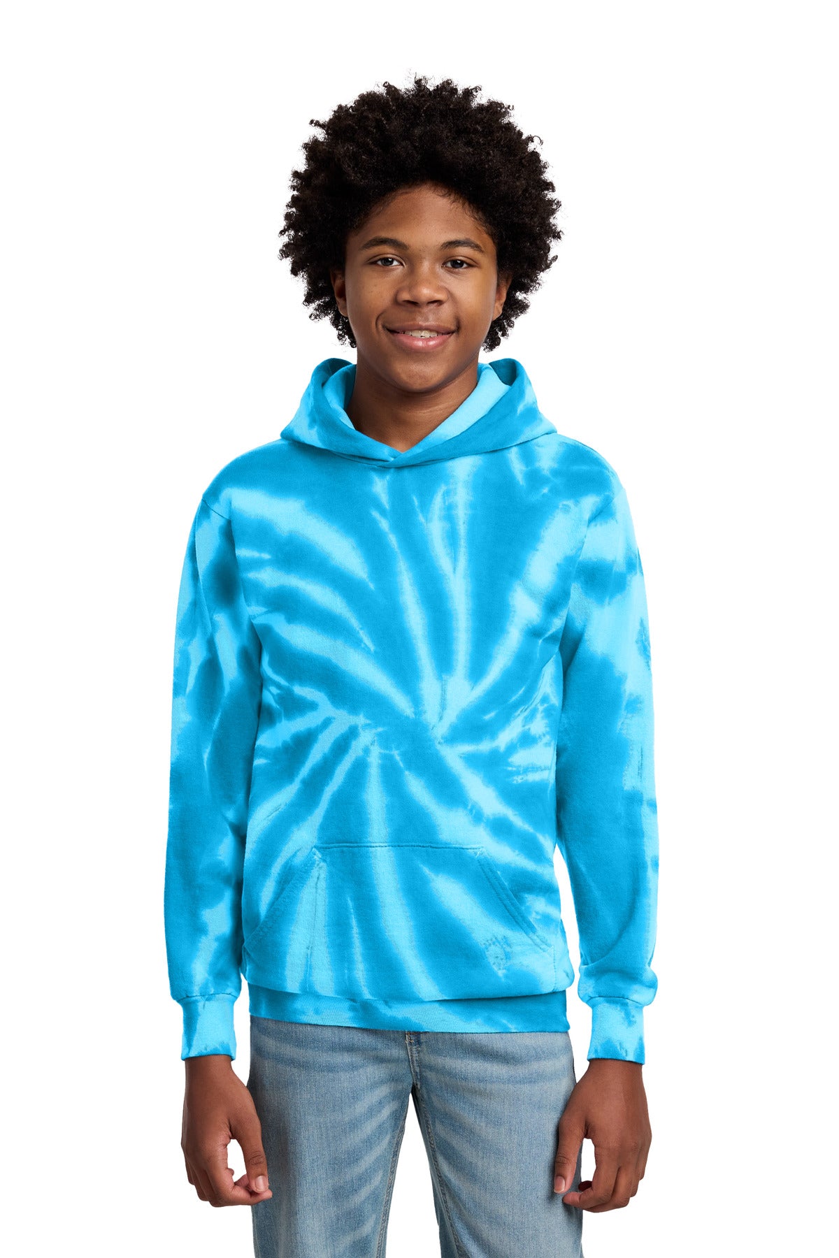 Custom Turquoise Youth Tie-Dye Hoodie PC146Y, personalized by SanCanDo Swag in Argyle, TX