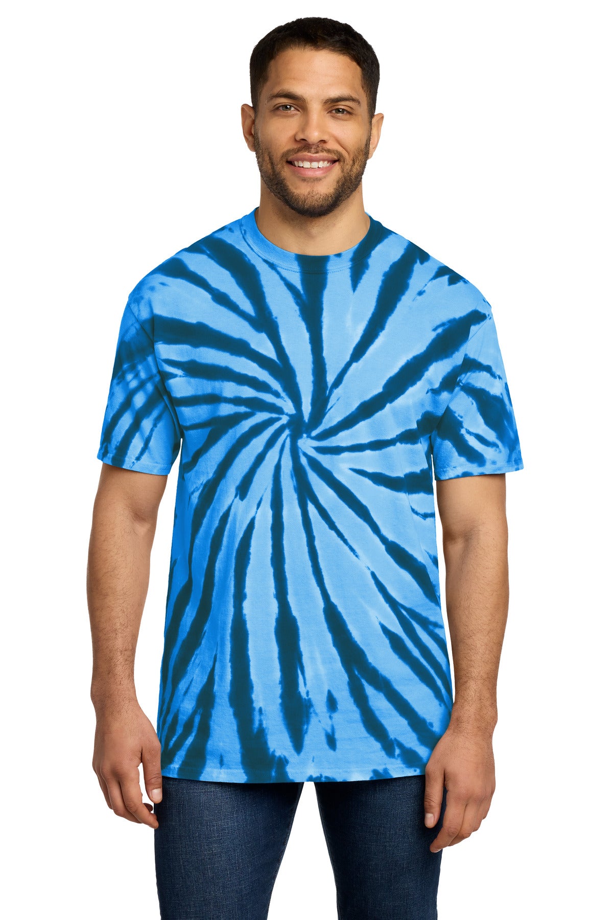 Custom Port & Company Tie-Dye Tee PC147 in Royal, personalized by SanCanDo Swag in Argyle, TX