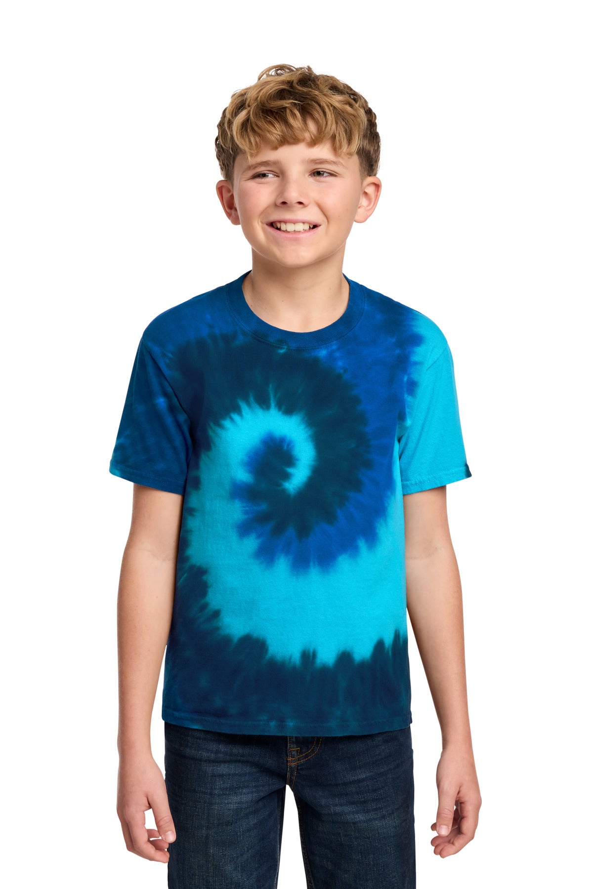 Custom Ocean Rainbow Youth Tie-Dye Tee PC147Y, personalized by SanCanDo Swag in Argyle, TX