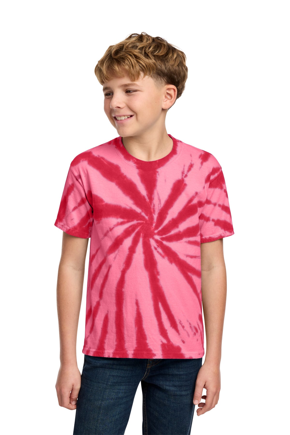 Custom Red Youth Tie-Dye Tee PC147Y, personalized by SanCanDo Swag in Argyle, TX