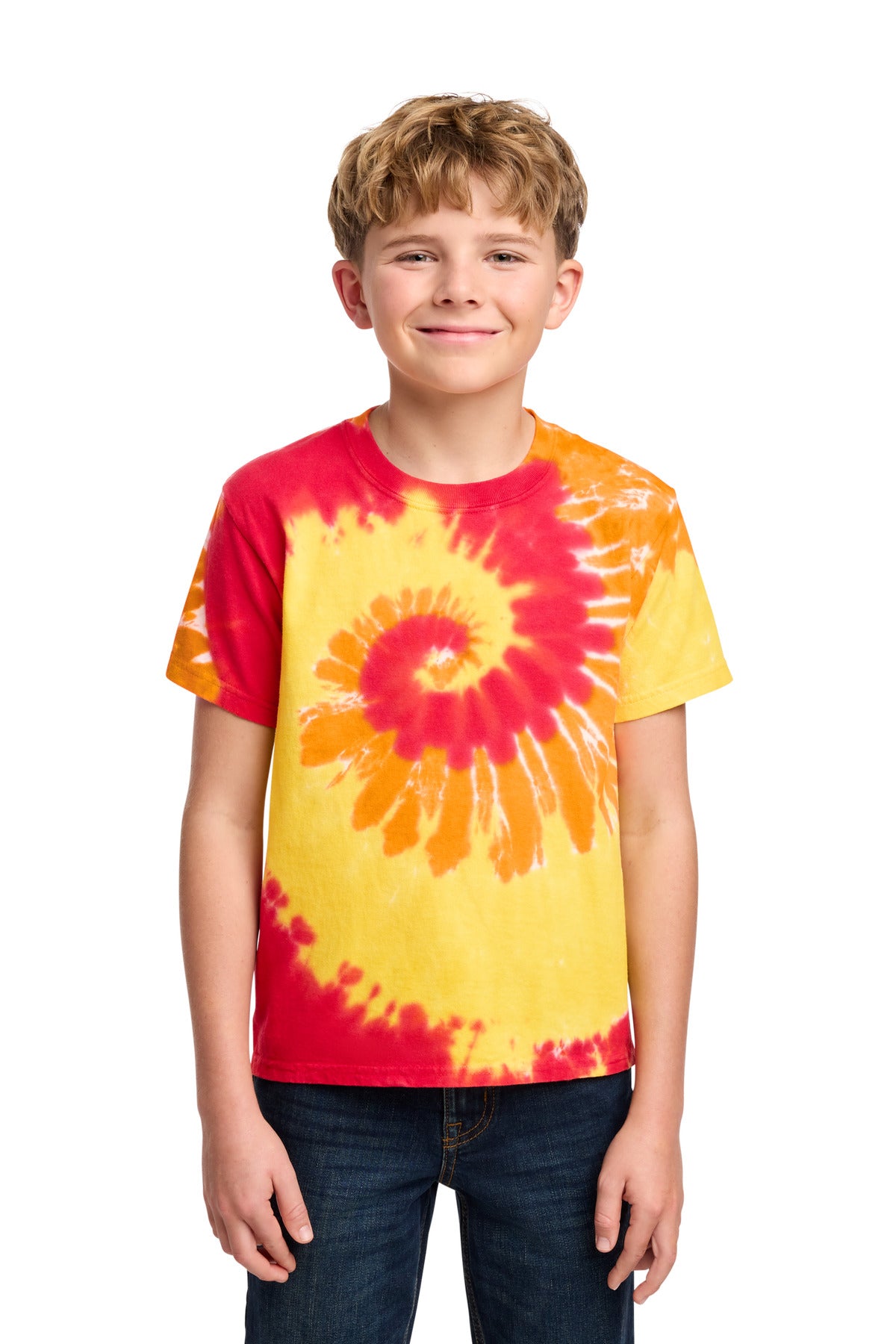 Custom Blaze Rainbow Youth Tie-Dye Tee PC147Y, personalized by SanCanDo Swag in Argyle, TX
