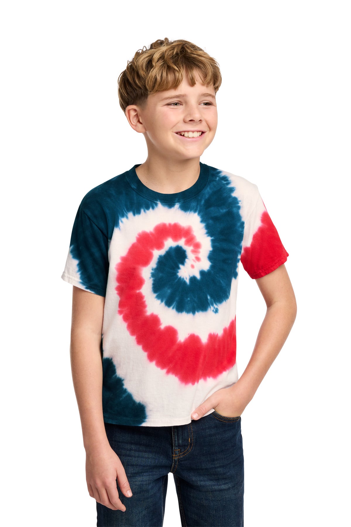 Custom USA Rainbow Youth Tie-Dye Tee PC147Y, personalized by SanCanDo Swag in Argyle, TX