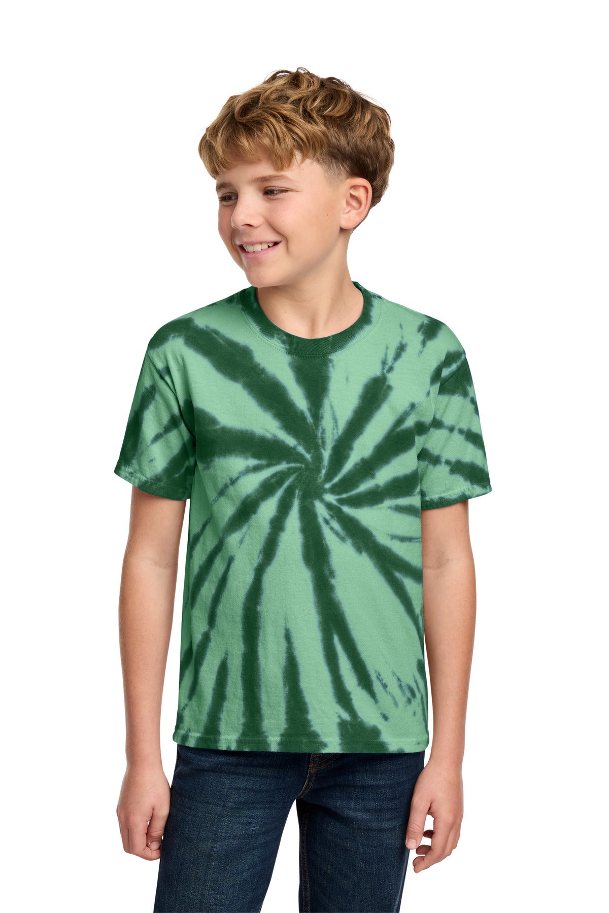 Custom Forest Green Youth Tie-Dye Tee PC147Y, personalized by SanCanDo Swag in Argyle, TX