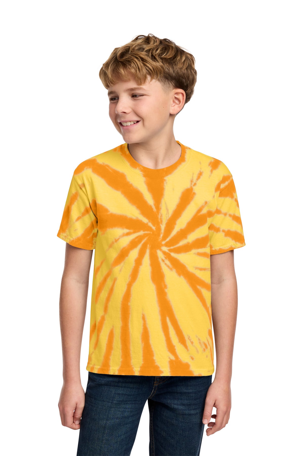 Custom Gold Youth Tie-Dye Tee PC147Y, personalized by SanCanDo Swag in Argyle, TX