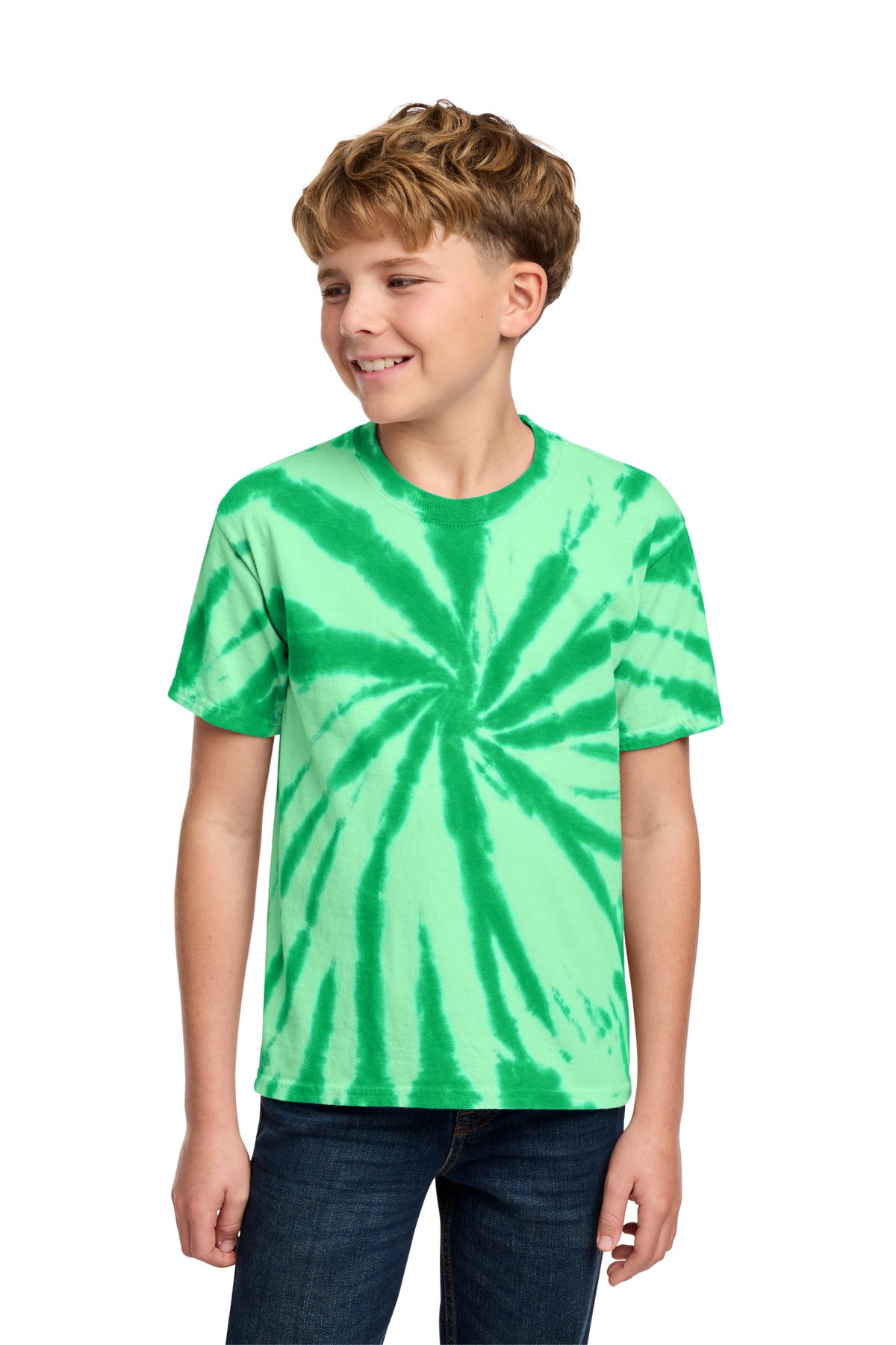 Custom Kelly Youth Tie-Dye Tee PC147Y, personalized by SanCanDo Swag in Argyle, TX