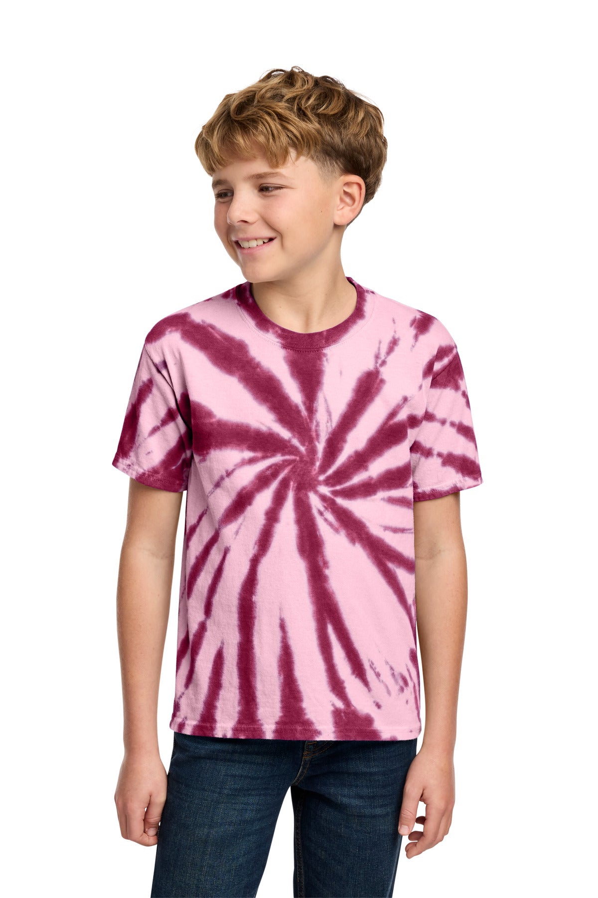Custom Maroon Youth Tie-Dye Tee PC147Y, personalized by SanCanDo Swag in Argyle, TX