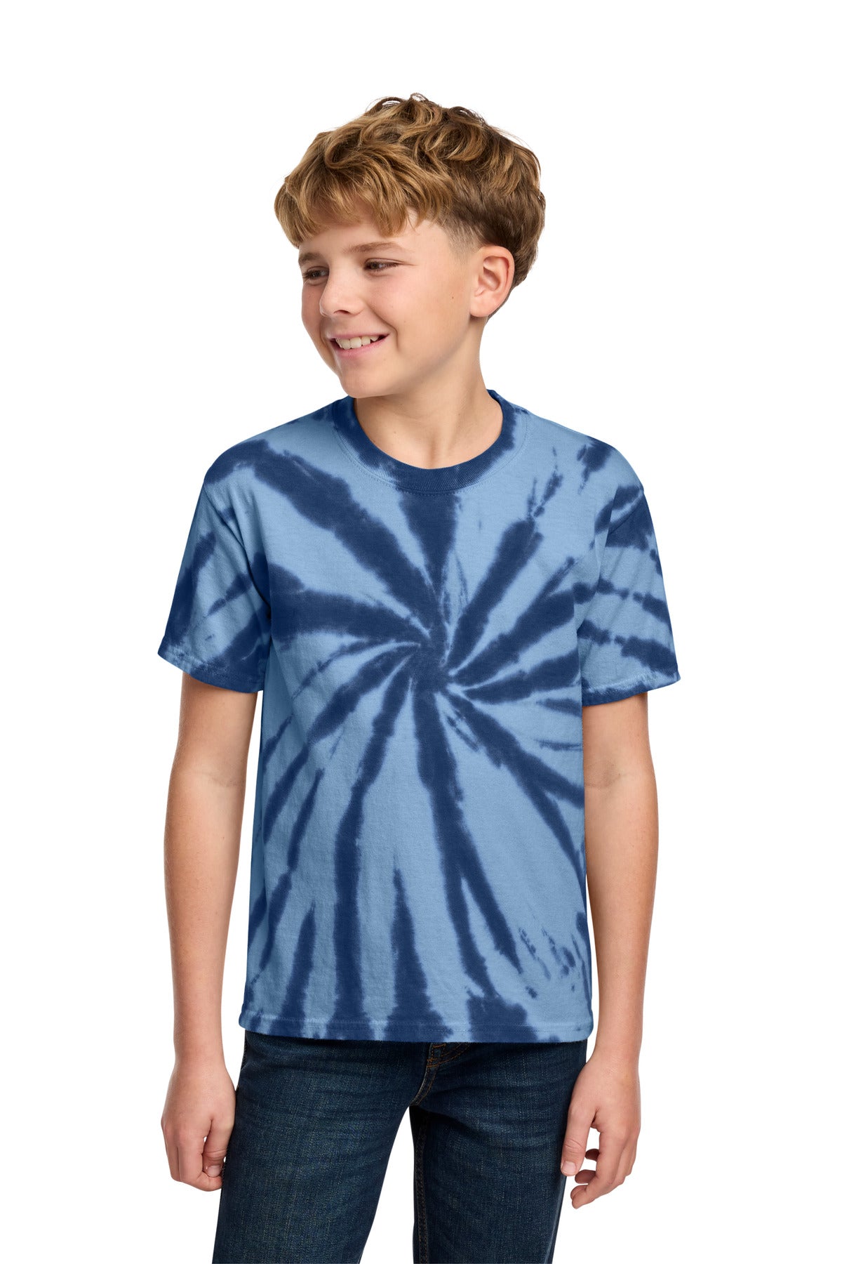 Custom Navy Youth Tie-Dye Tee PC147Y, personalized by SanCanDo Swag in Argyle, TX