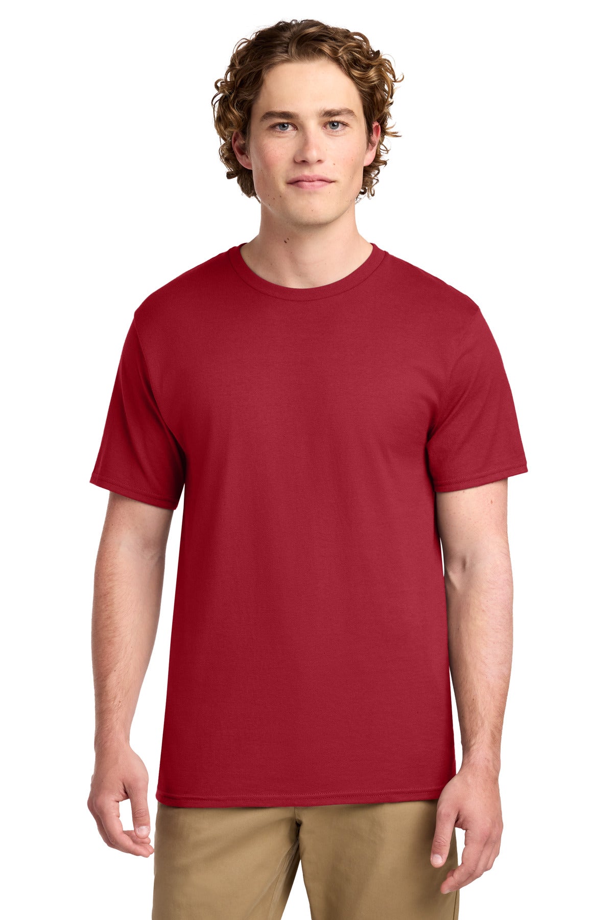 Custom Port & Company Ring Spun Cotton Tee PC150 in Red, personalized by SanCanDo Swag in Argyle, TX