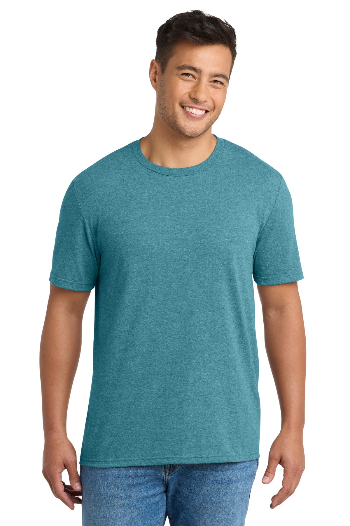 Custom Port & Company Tee PC330 in Vivid Teal Heather, personalized by SanCanDo Swag in Argyle, TX