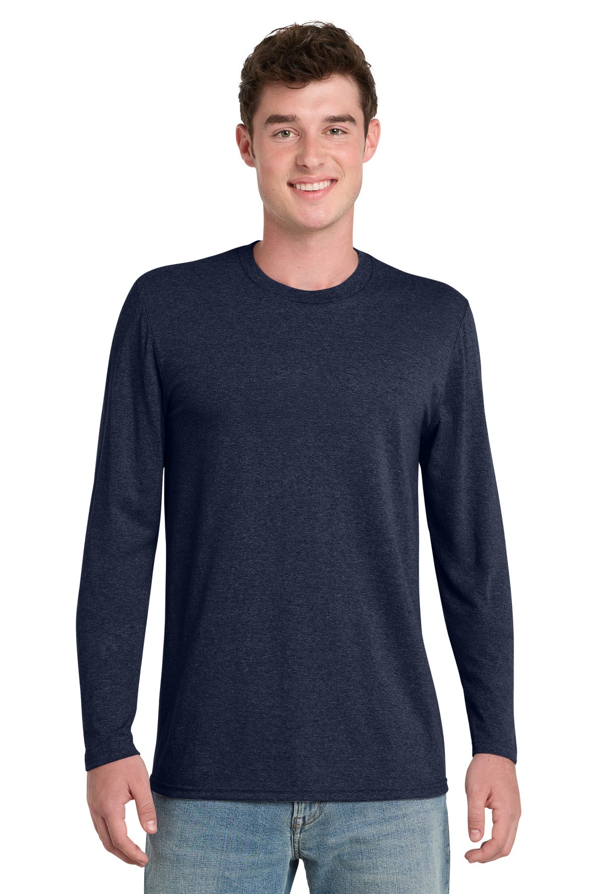 Custom Port & Company Tri-Blend Long Sleeve Tee PC330LS in Team Navy Heather, personalized by SanCanDo Swag in Argyle, TX