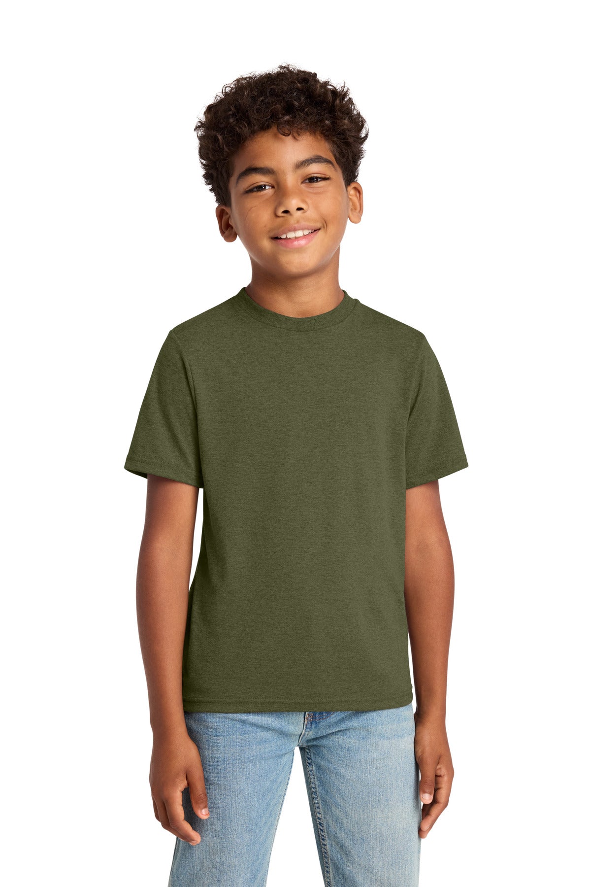 Custom Military Green Heather Youth Tri-Blend Tee PC330Y, personalized by SanCanDo Swag in Argyle, TX