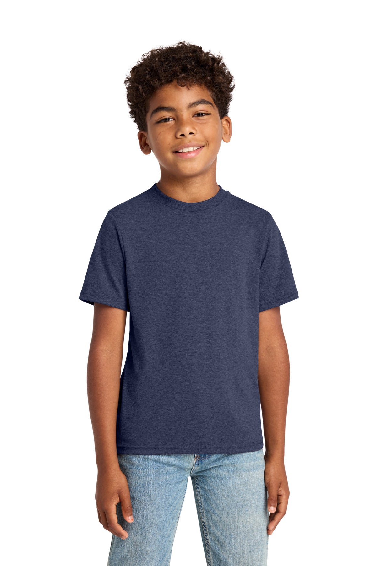 Custom Team Navy Heather Youth Tri-Blend Tee PC330Y, personalized by SanCanDo Swag in Argyle, TX