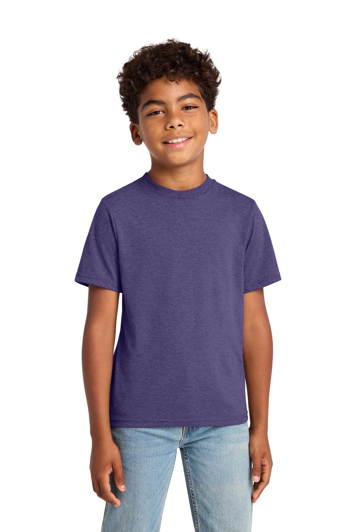 Custom Team Purple Heather Youth Tri-Blend Tee PC330Y, personalized by SanCanDo Swag in Argyle, TX