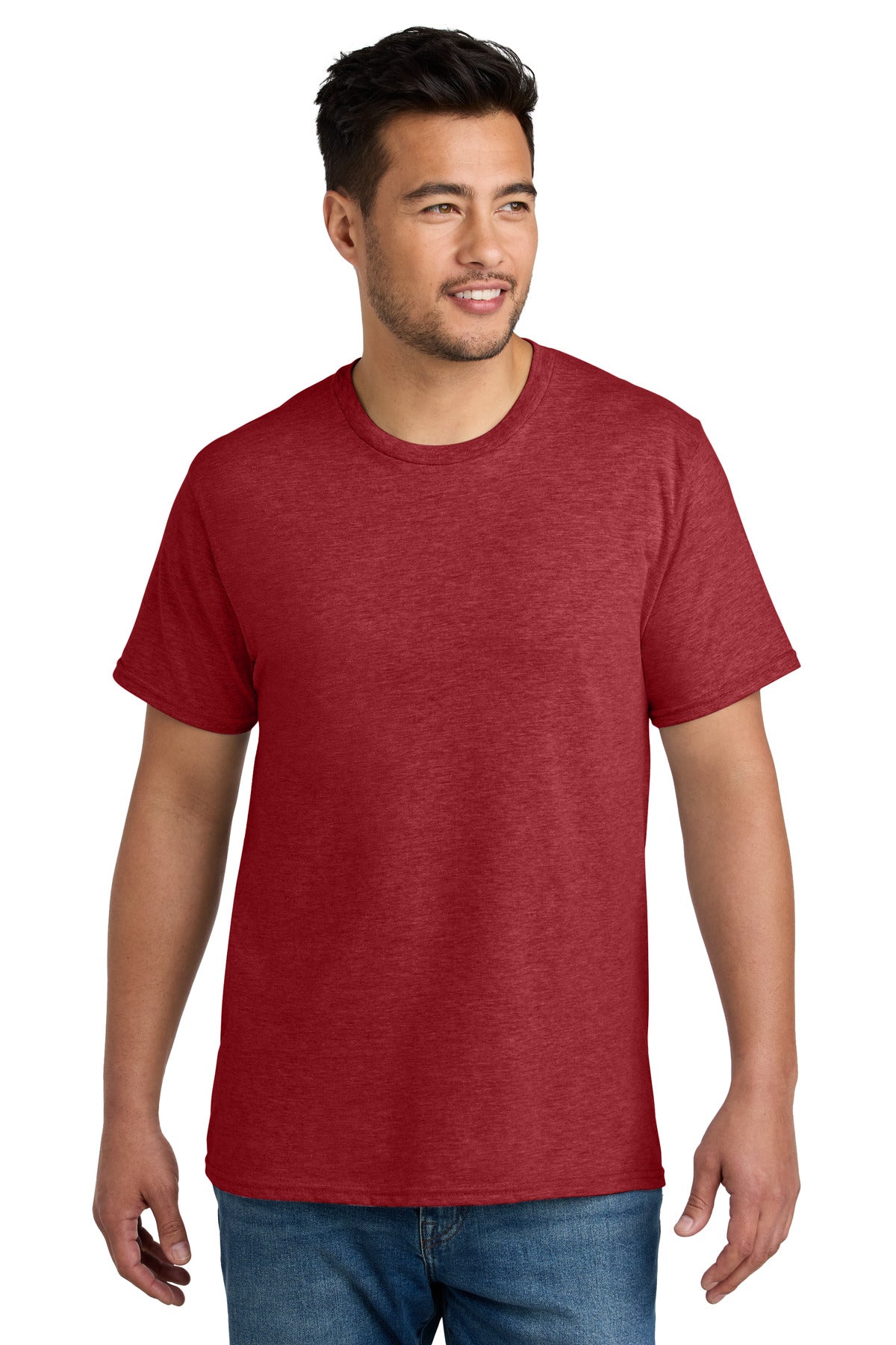 Custom Port & Company CVC Tee PC340 in Team Cardinal Heather, personalized by SanCanDo Swag in Argyle, TX