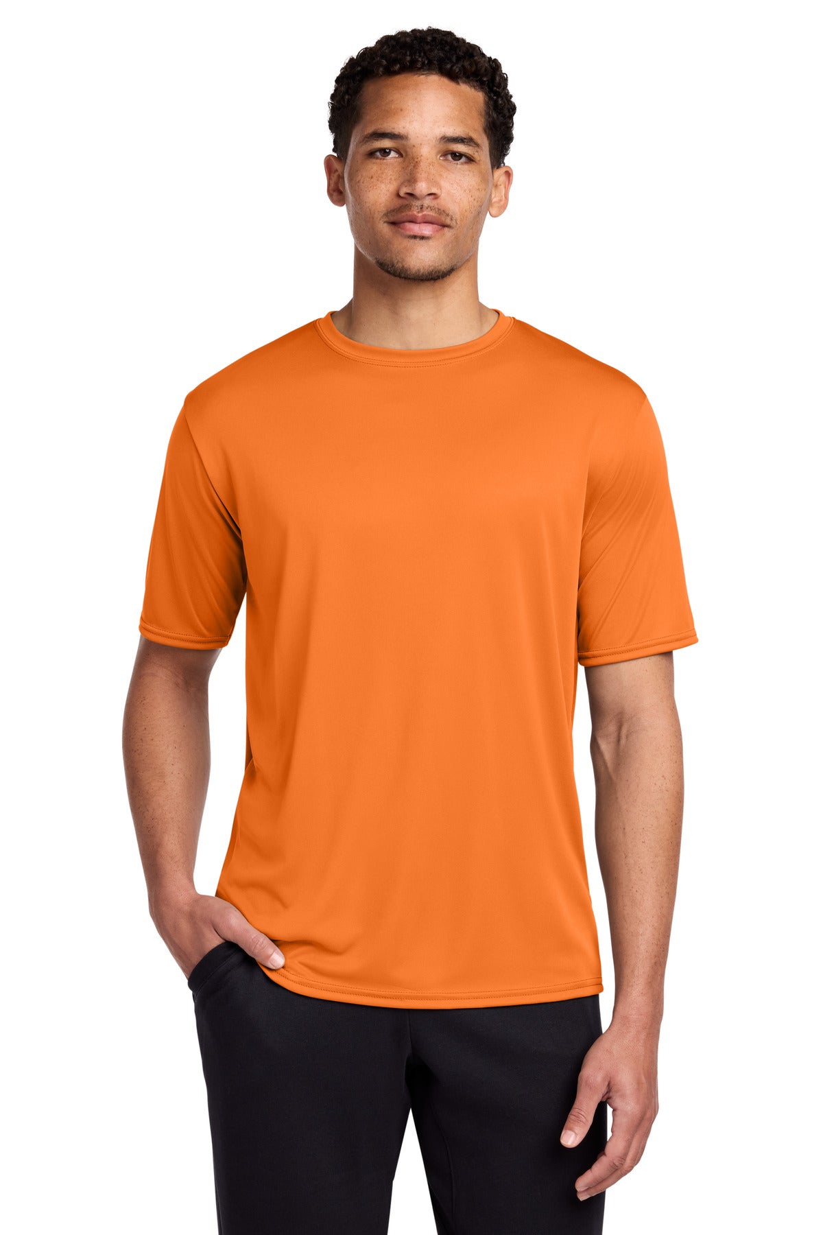 Custom Neon Orange Performance Tee PC380, personalized by SanCanDo Swag in Argyle, TX