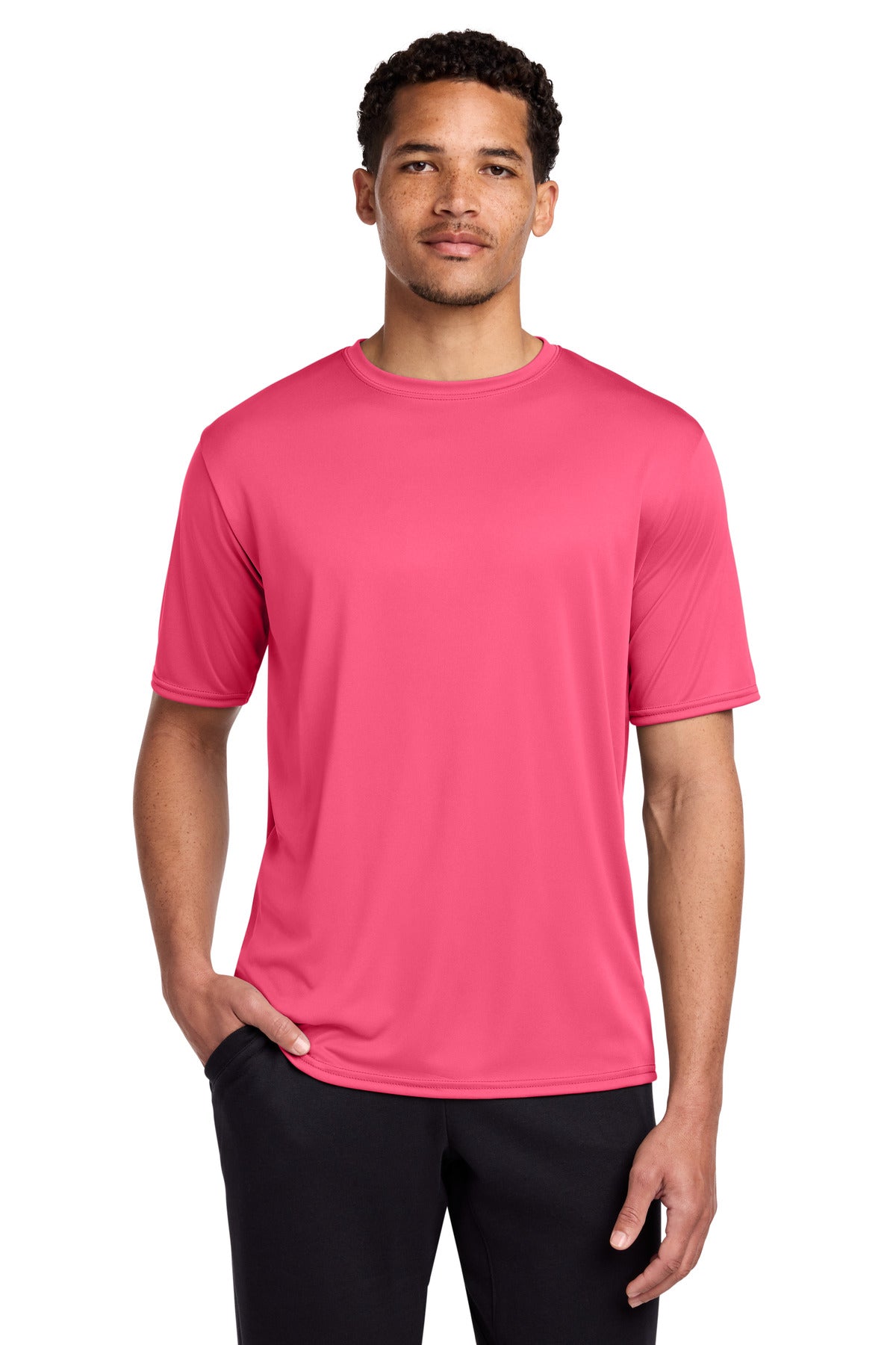 Custom Neon Pink Performance Tee PC380, personalized by SanCanDo Swag in Argyle, TX