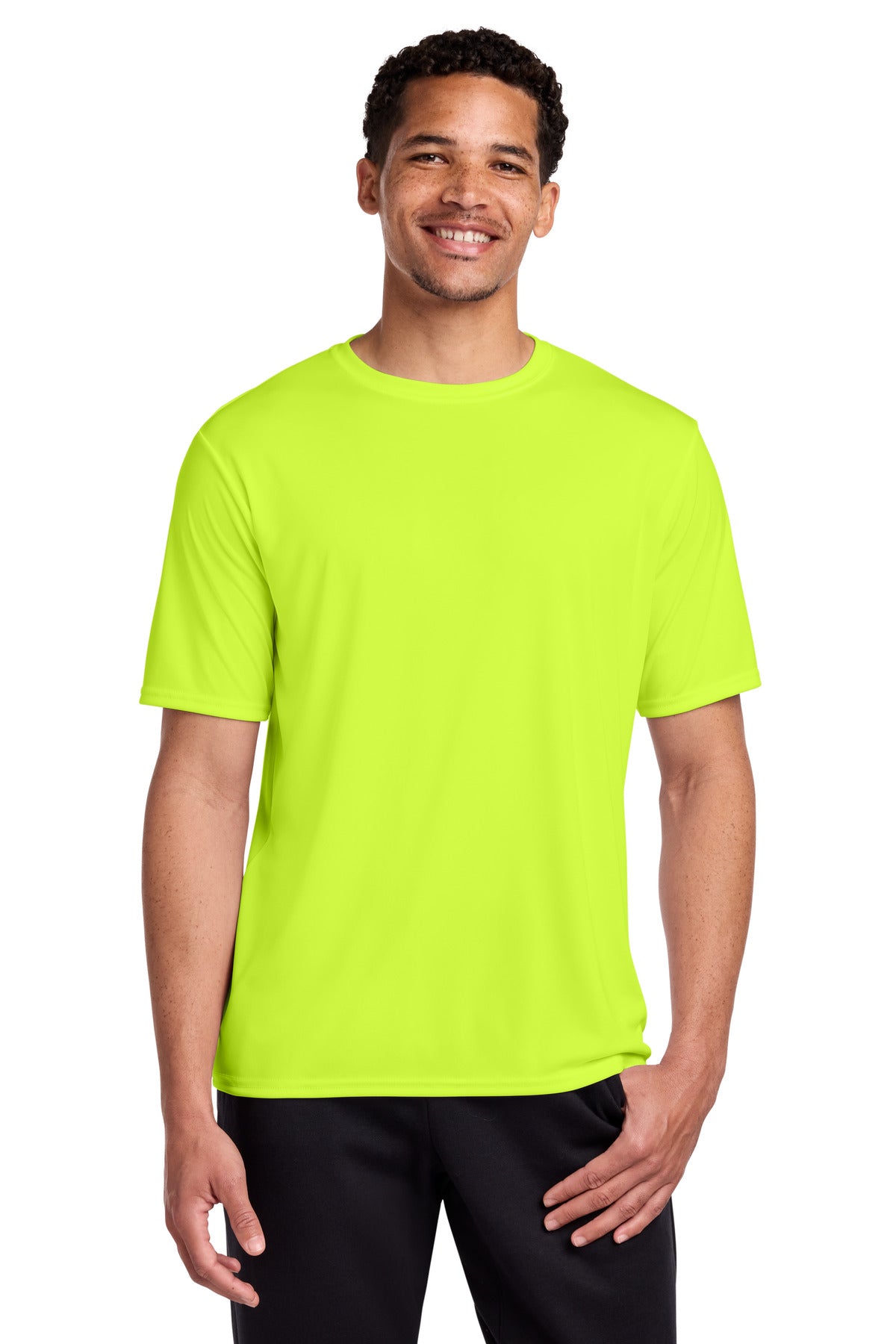 Custom Neon Yellow Performance Tee PC380, personalized by SanCanDo Swag in Argyle, TX
