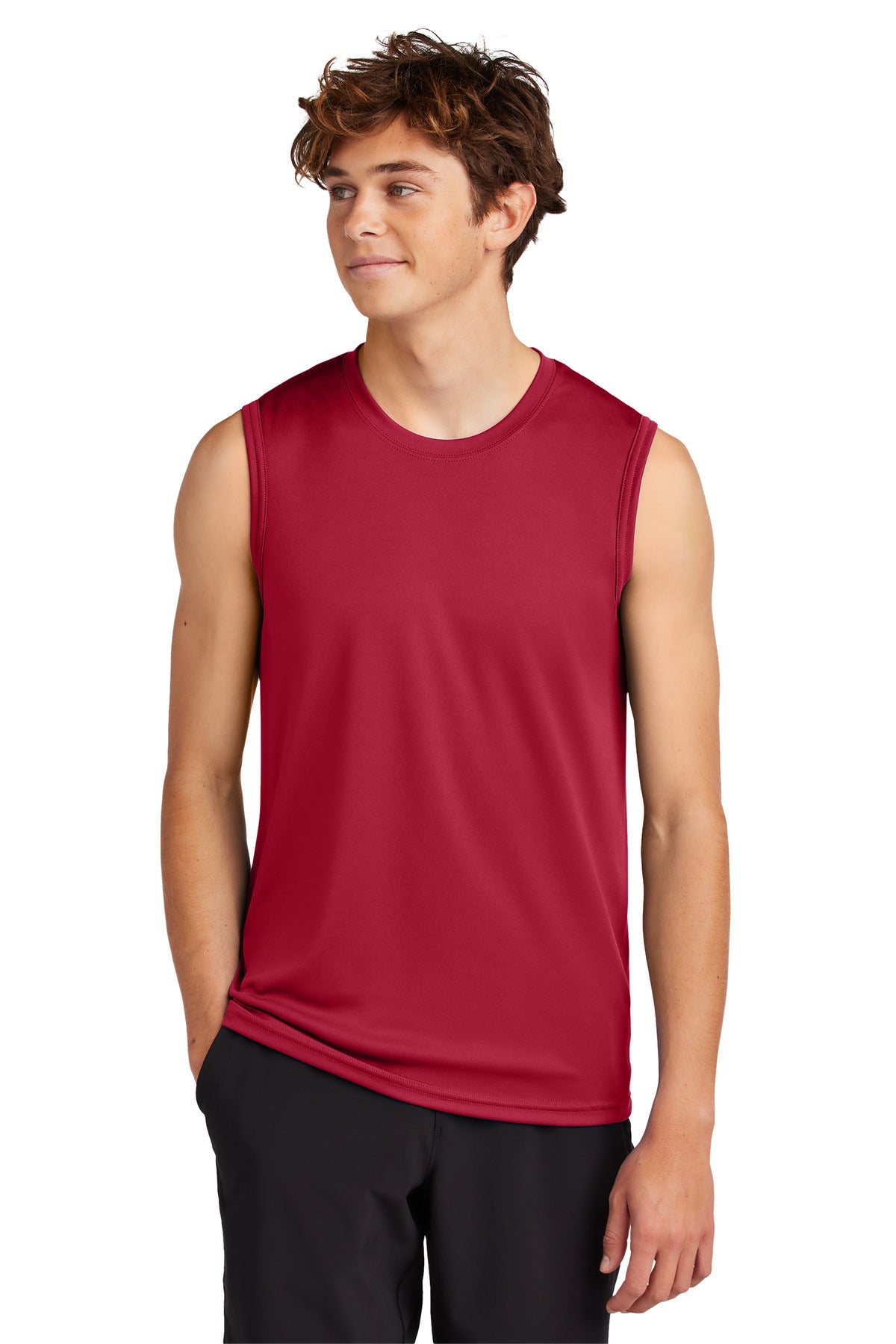 Custom Port & Company Polyester Tank PC380SL in Red, personalized by SanCanDo Swag in Argyle, TX