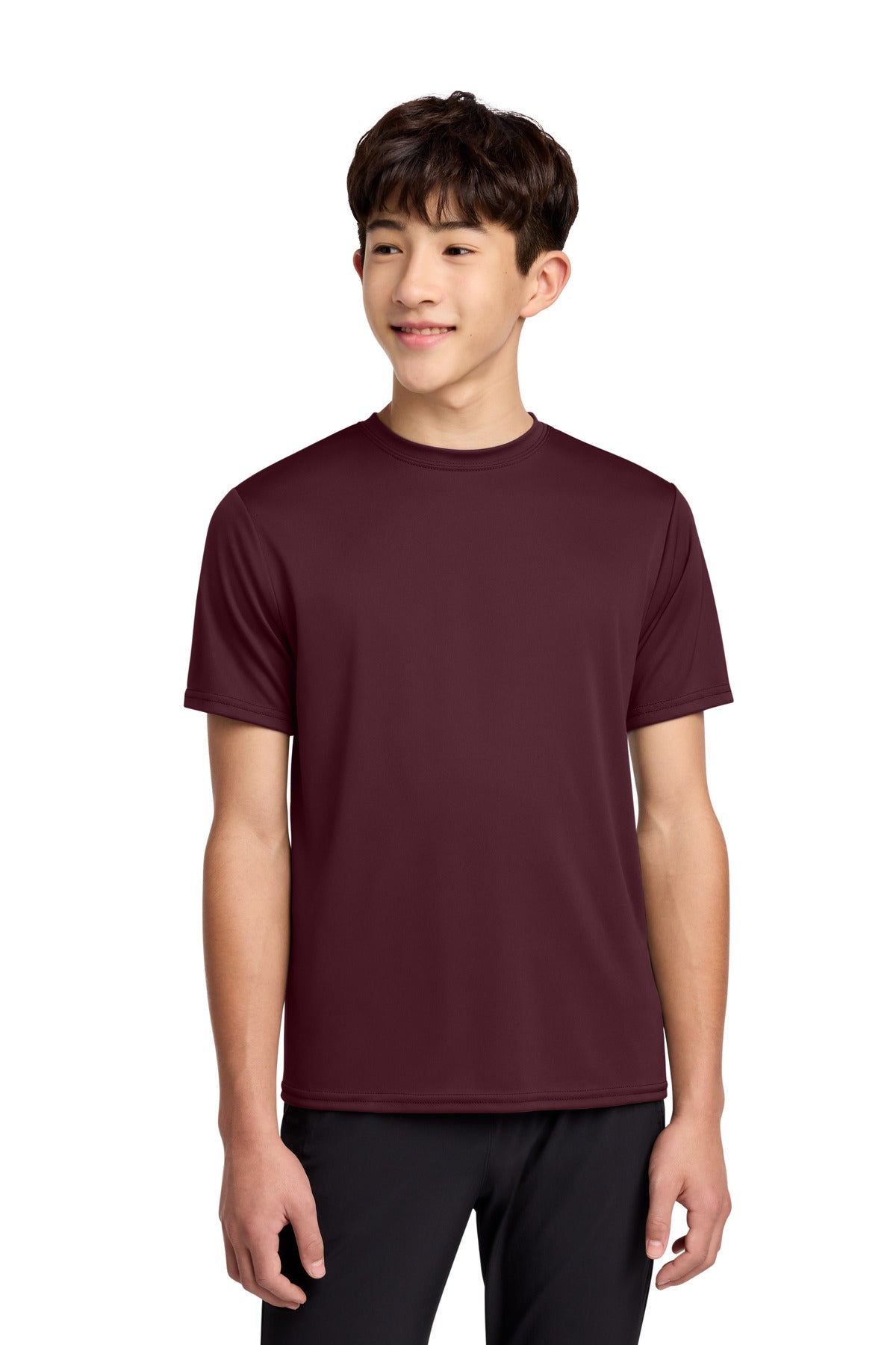 Custom Athletic Maroon Youth Performance Tee PC380Y, personalized by SanCanDo Swag in Argyle, TX