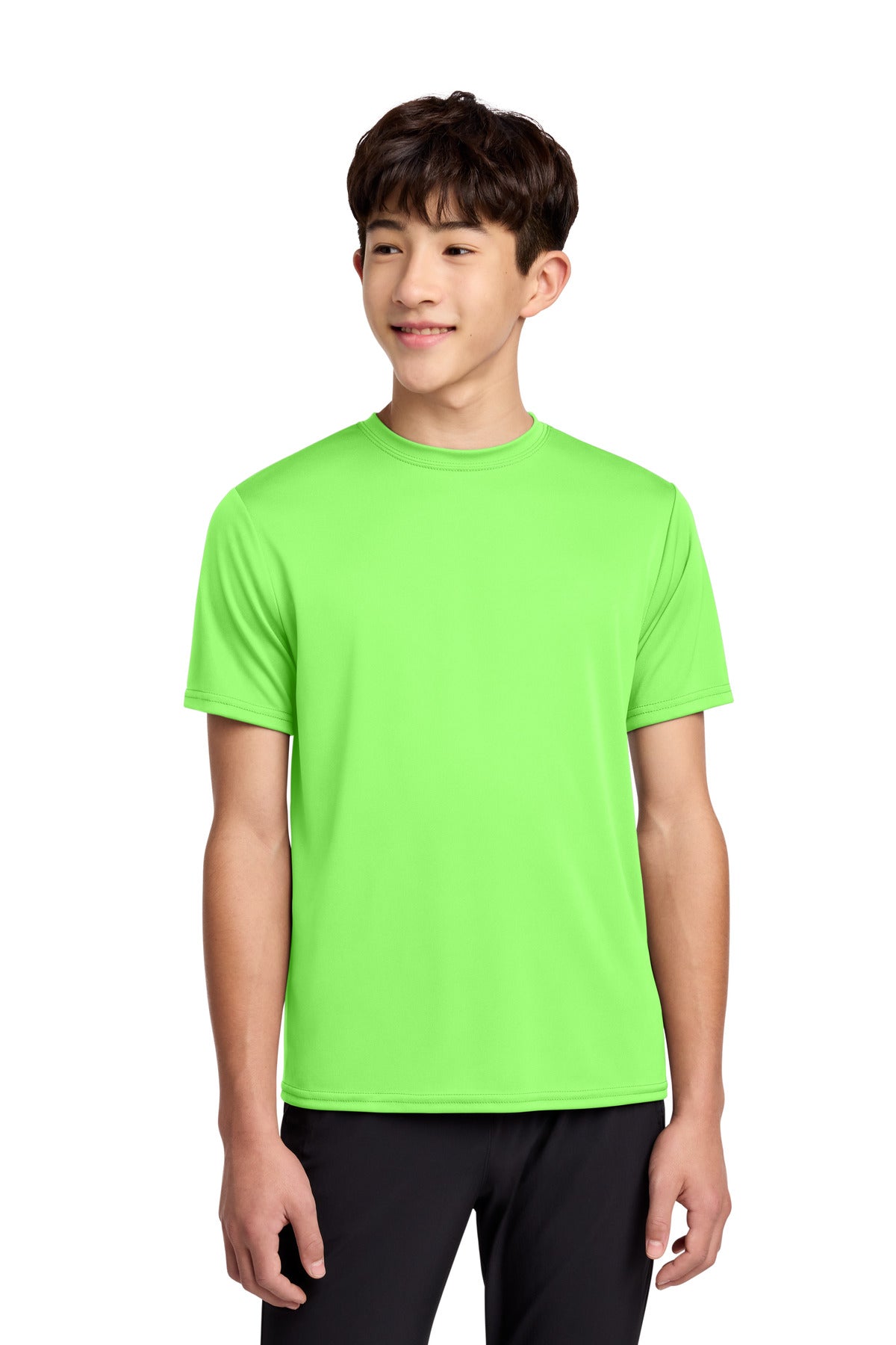 Custom Neon Green Youth Performance Tee PC380Y, personalized by SanCanDo Swag in Argyle, TX