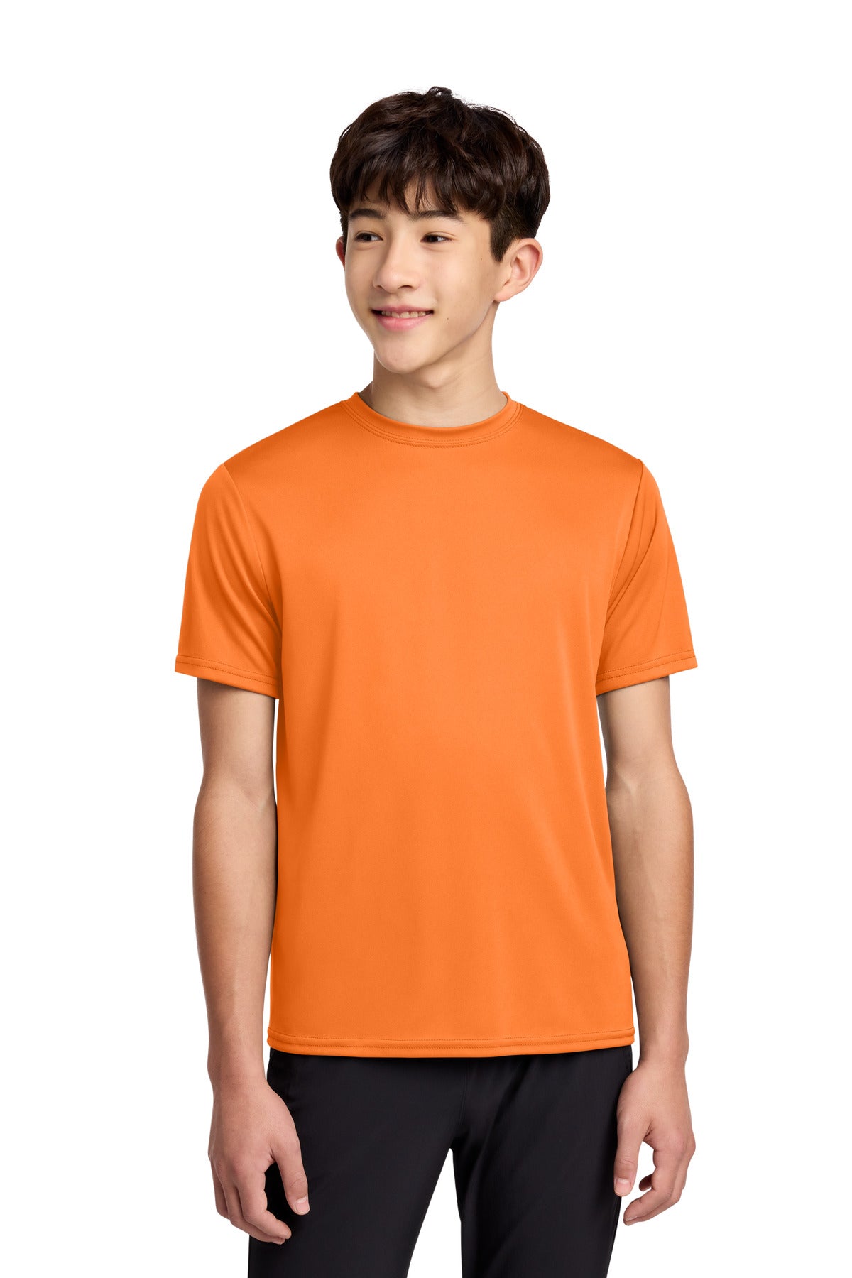 Custom Neon Orange Youth Performance Tee PC380Y, personalized by SanCanDo Swag in Argyle, TX