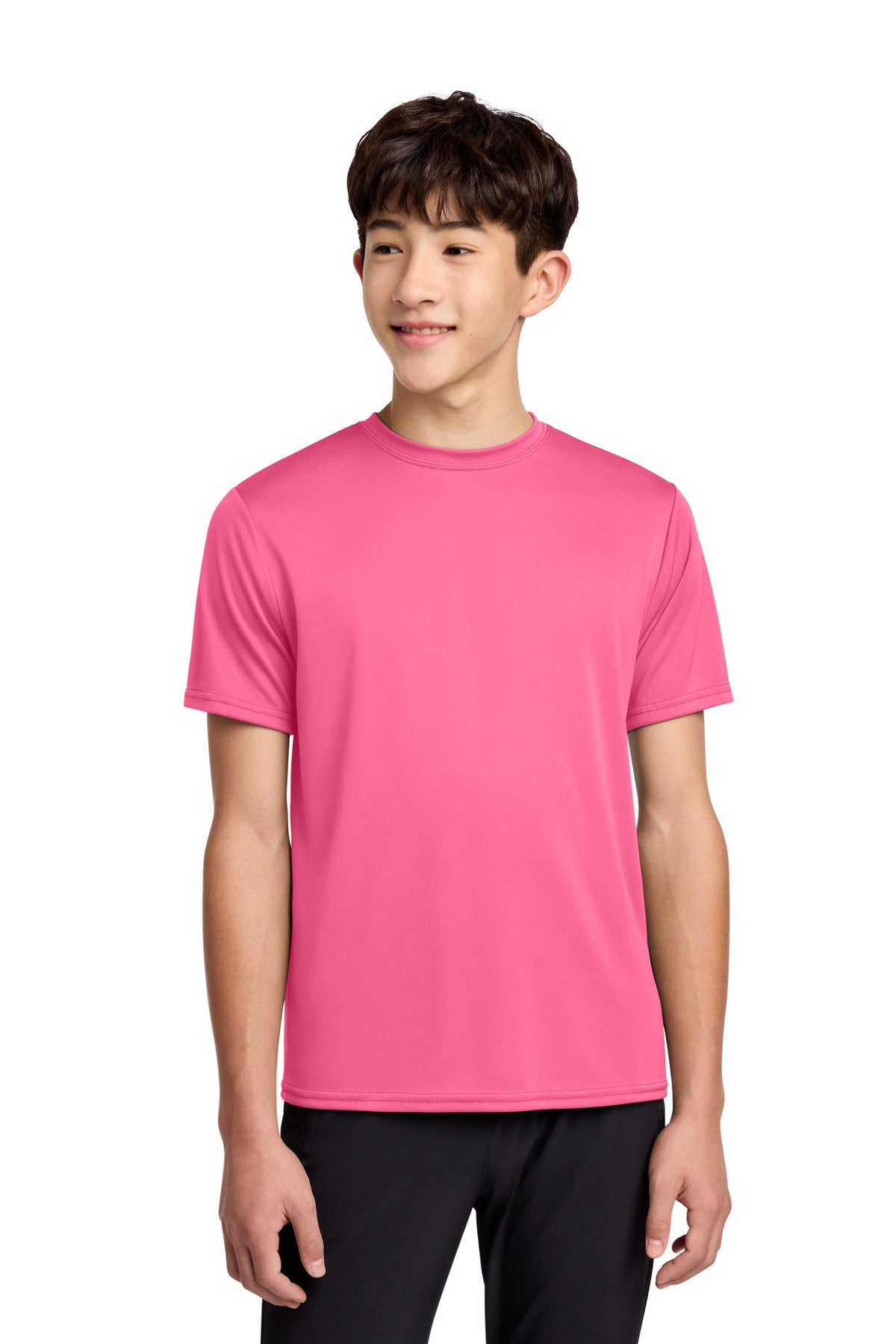 Custom Neon Pink Youth Performance Tee PC380Y, personalized by SanCanDo Swag in Argyle, TX